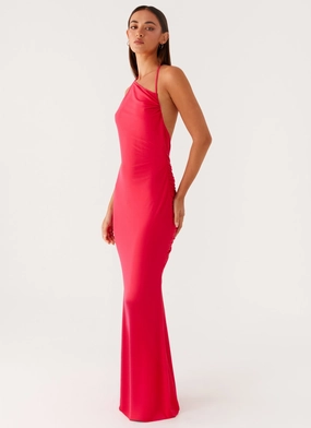Amari Maxi Dress - Raspberry Simplistic Mood Air Touch