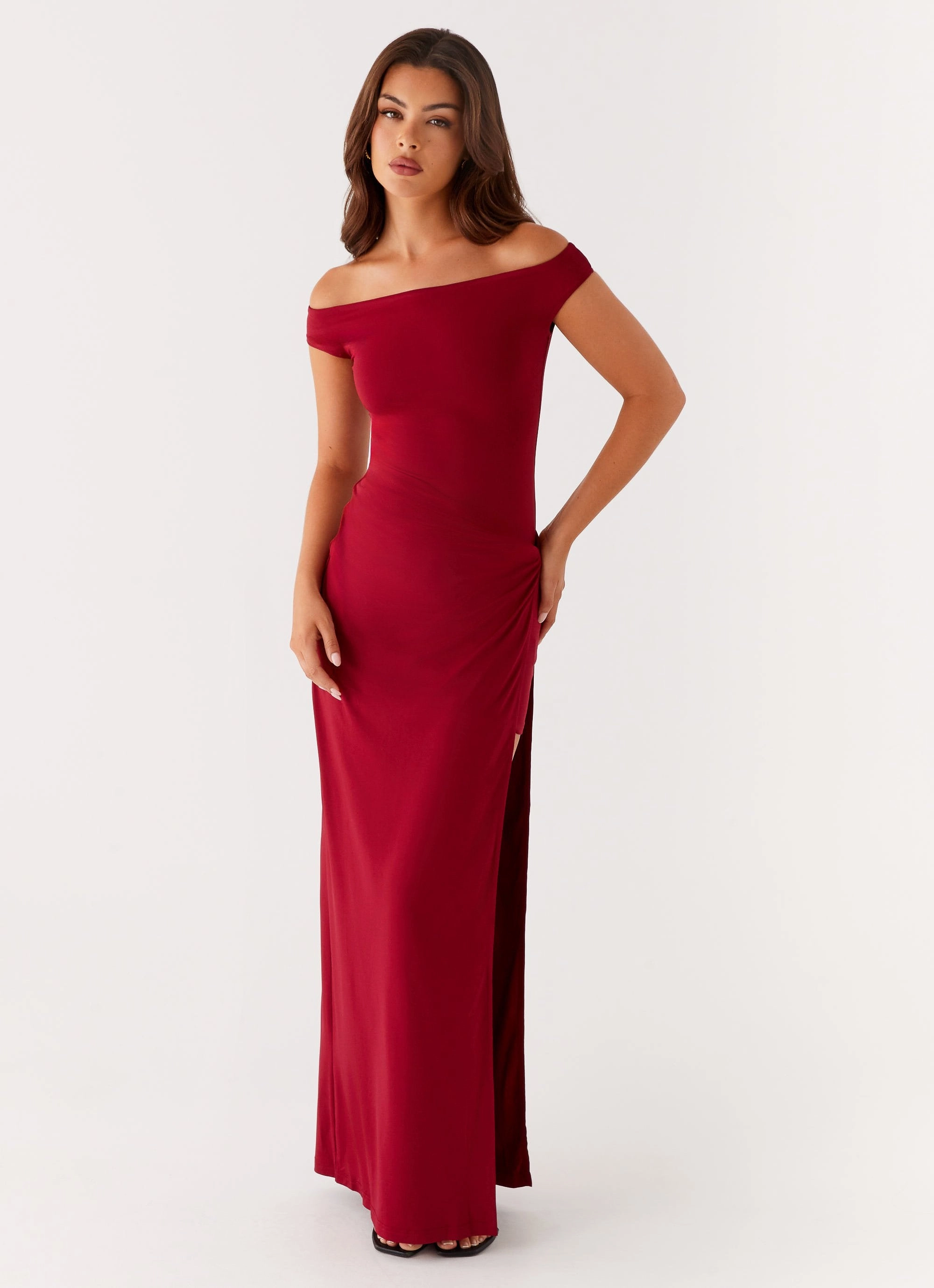 Calm Texture Amerie Maxi Dress - Maroon