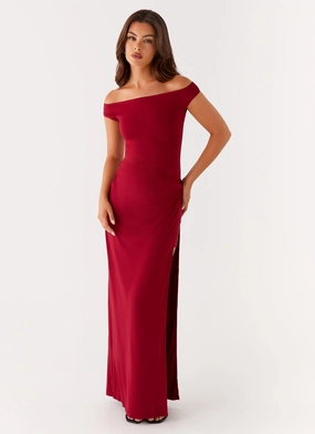 Calm Texture Amerie Maxi Dress - Maroon