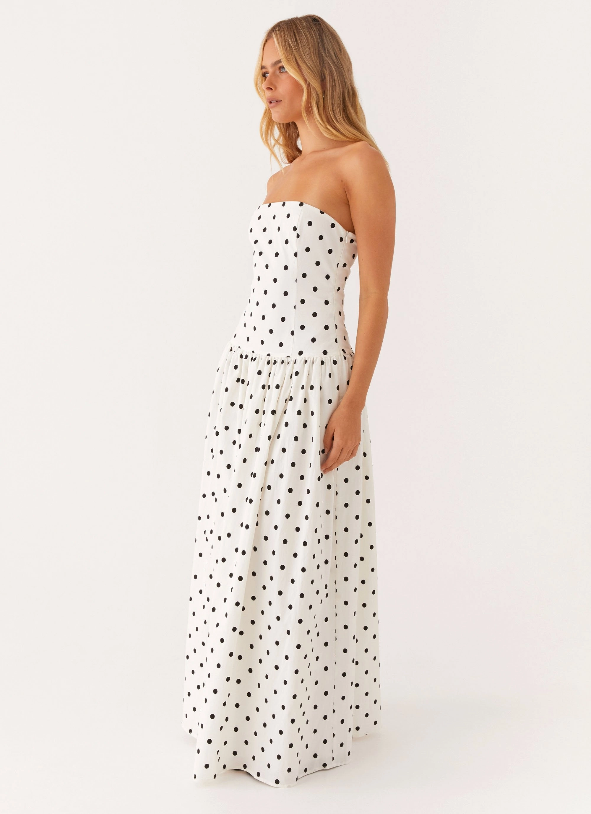 Andorra Maxi Dress - White Polkadot Inner Glow