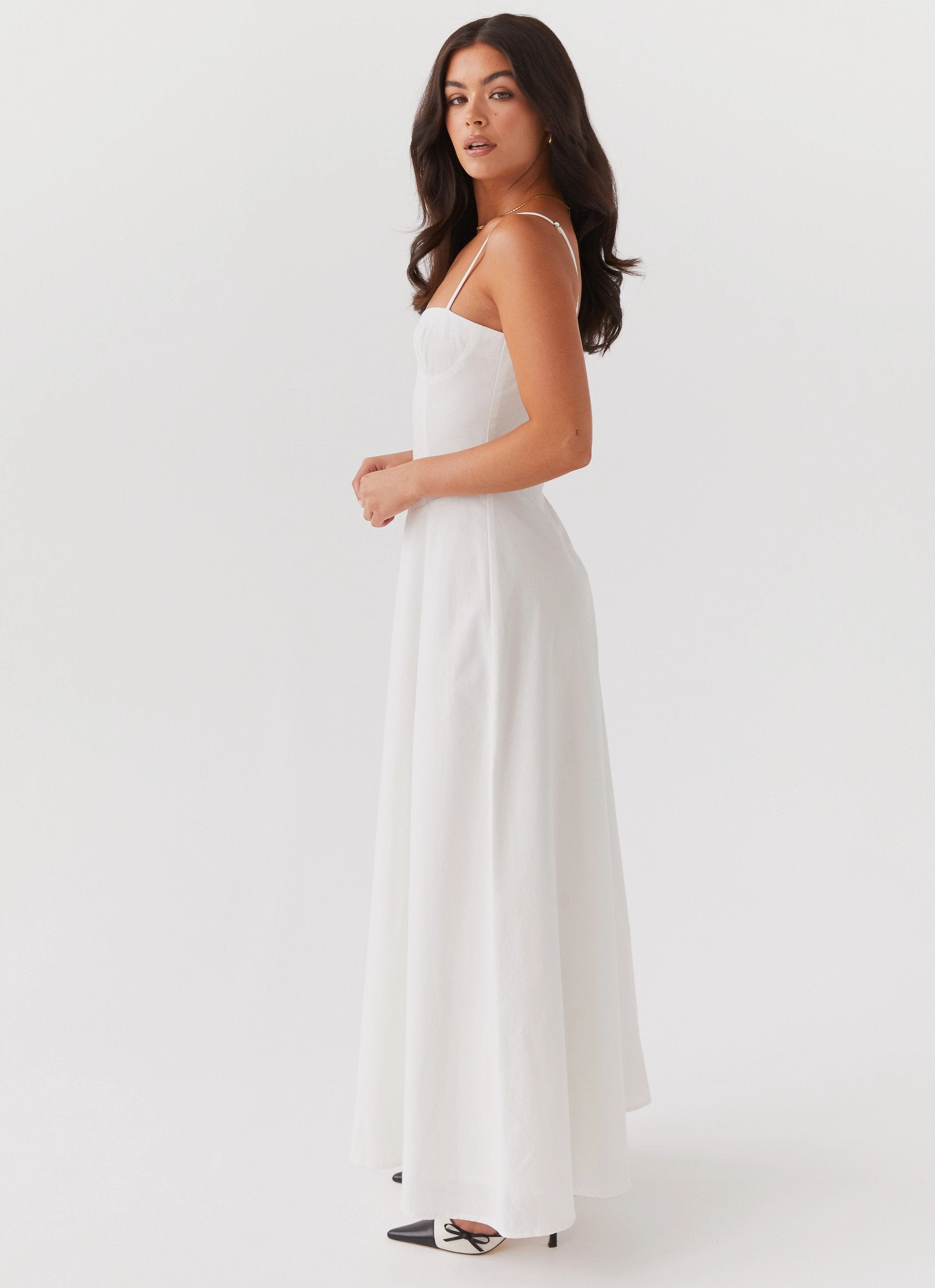 Love Soft Elegance Glow Angelina Linen Maxi Dress - White