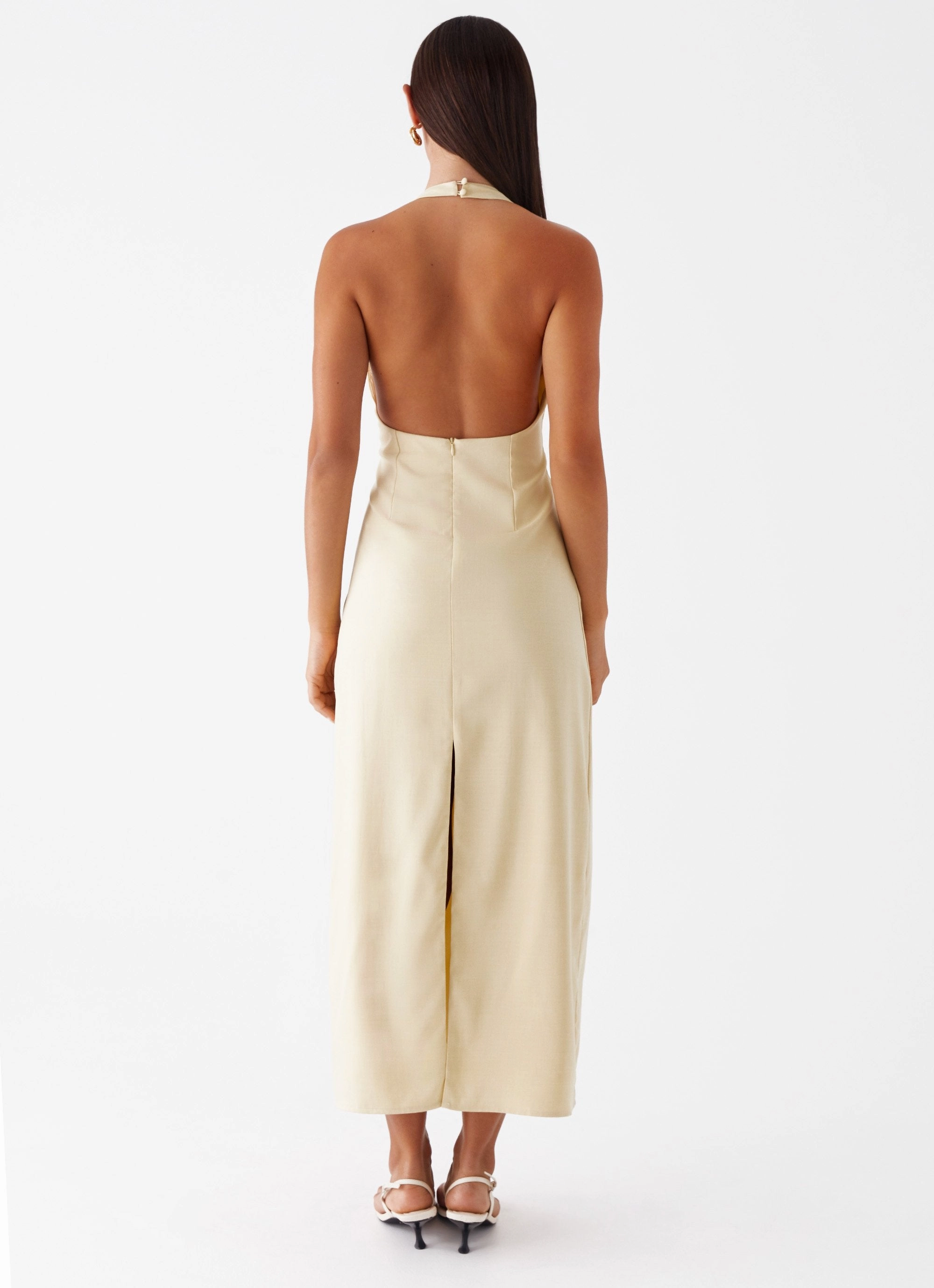 Anita Maxi Dress - Yellow Minimalist Waistband Fashionable Layer