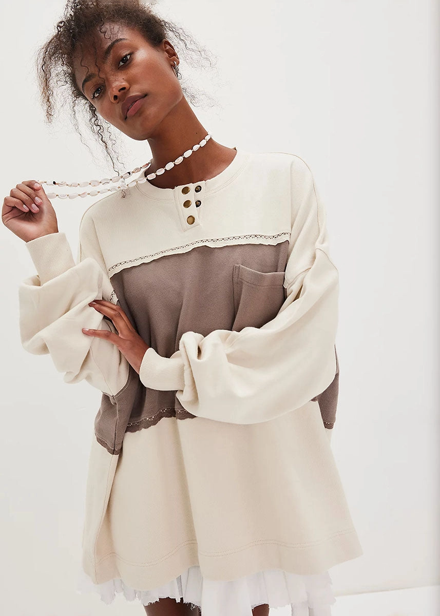 Trendy Comfort Strawberry Sweatshirt - Summer Sand Combo