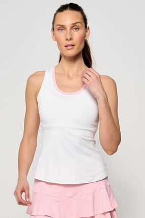 Peek Tank - White/Carnation Laser Cut Edge Detailing