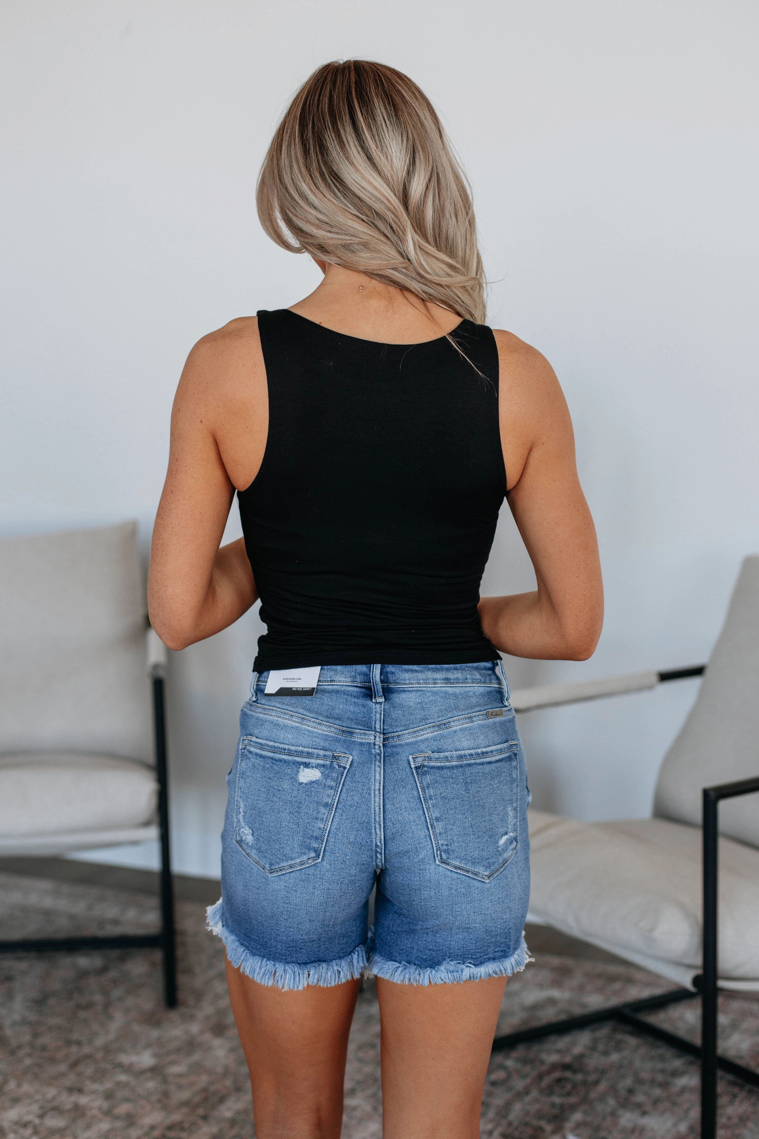 Ariel Basic Tank - Black Cross Back Moisture Transport Fabric