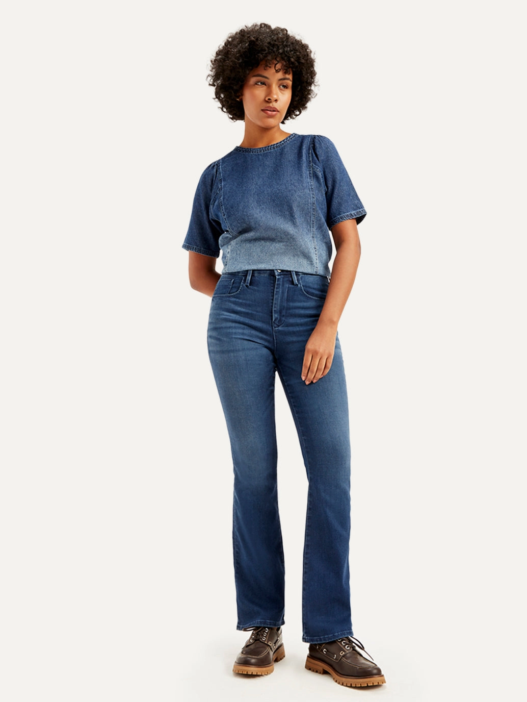 Women's Redloop 725 Navy Blue Flared Fit High Rise Jeans Outdoor Adventure Earthy Clean Fit