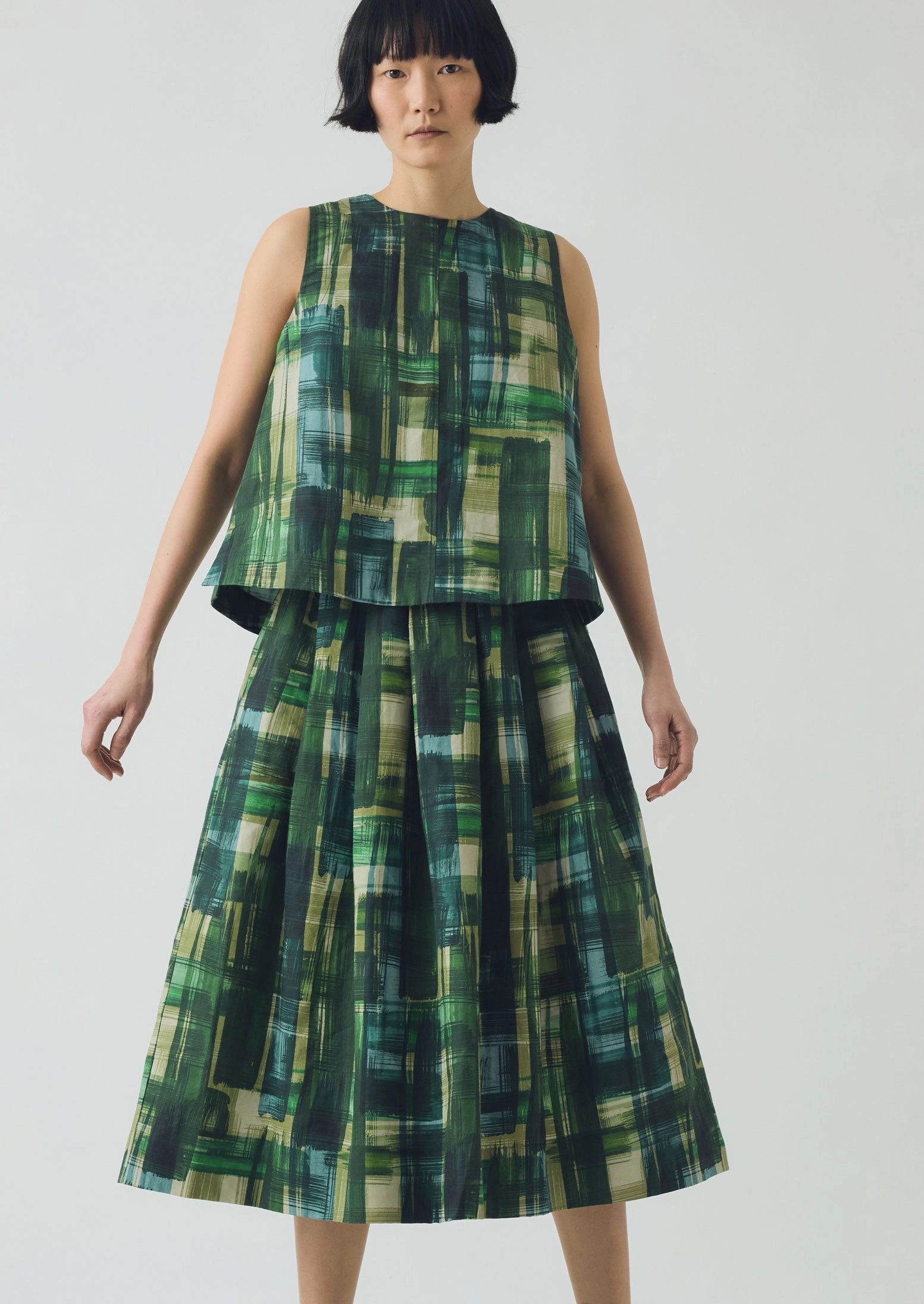 Painted Tweed Cotton Linen Top | Clover Green MinimalistStyle Comfy Fit