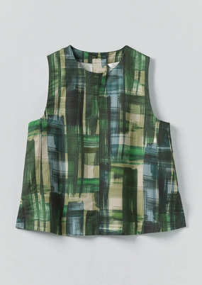 Minimalist Aesthetic BondedSeams Painted Tweed Cotton Linen Top | Clover Green