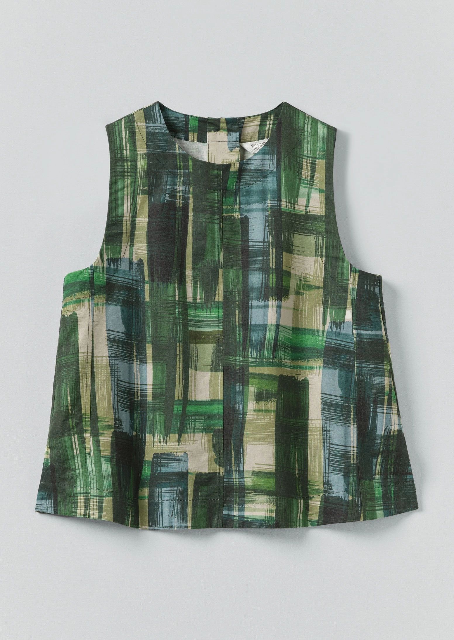 Minimalist Aesthetic BondedSeams Painted Tweed Cotton Linen Top | Clover Green