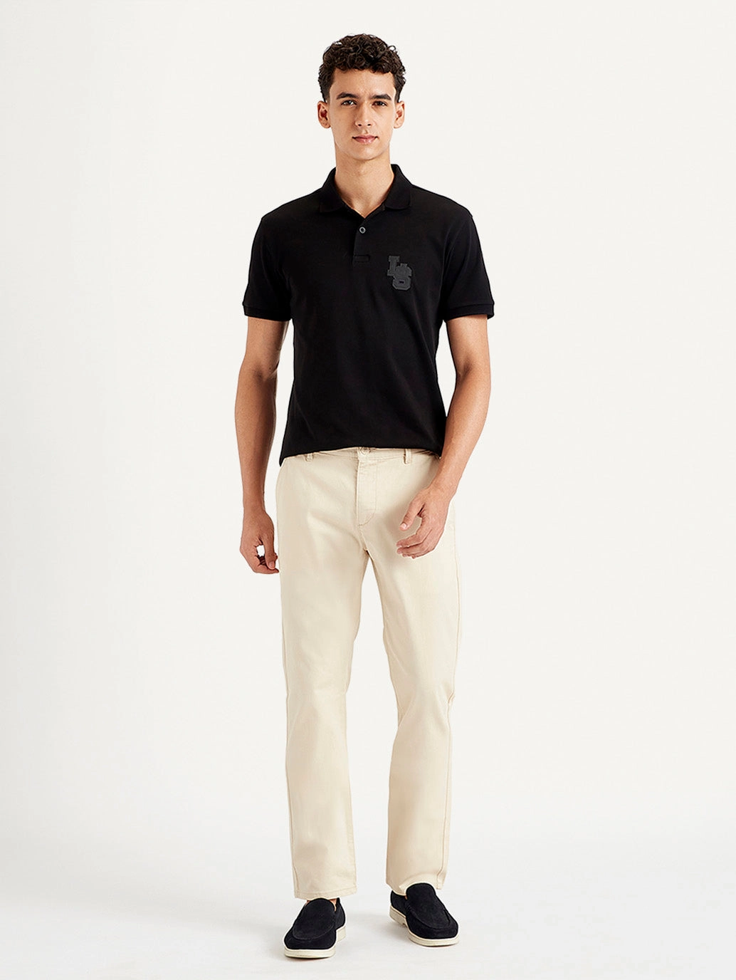 Men's Beige Slim Fit Chinos Fitted waist Mesh Lined