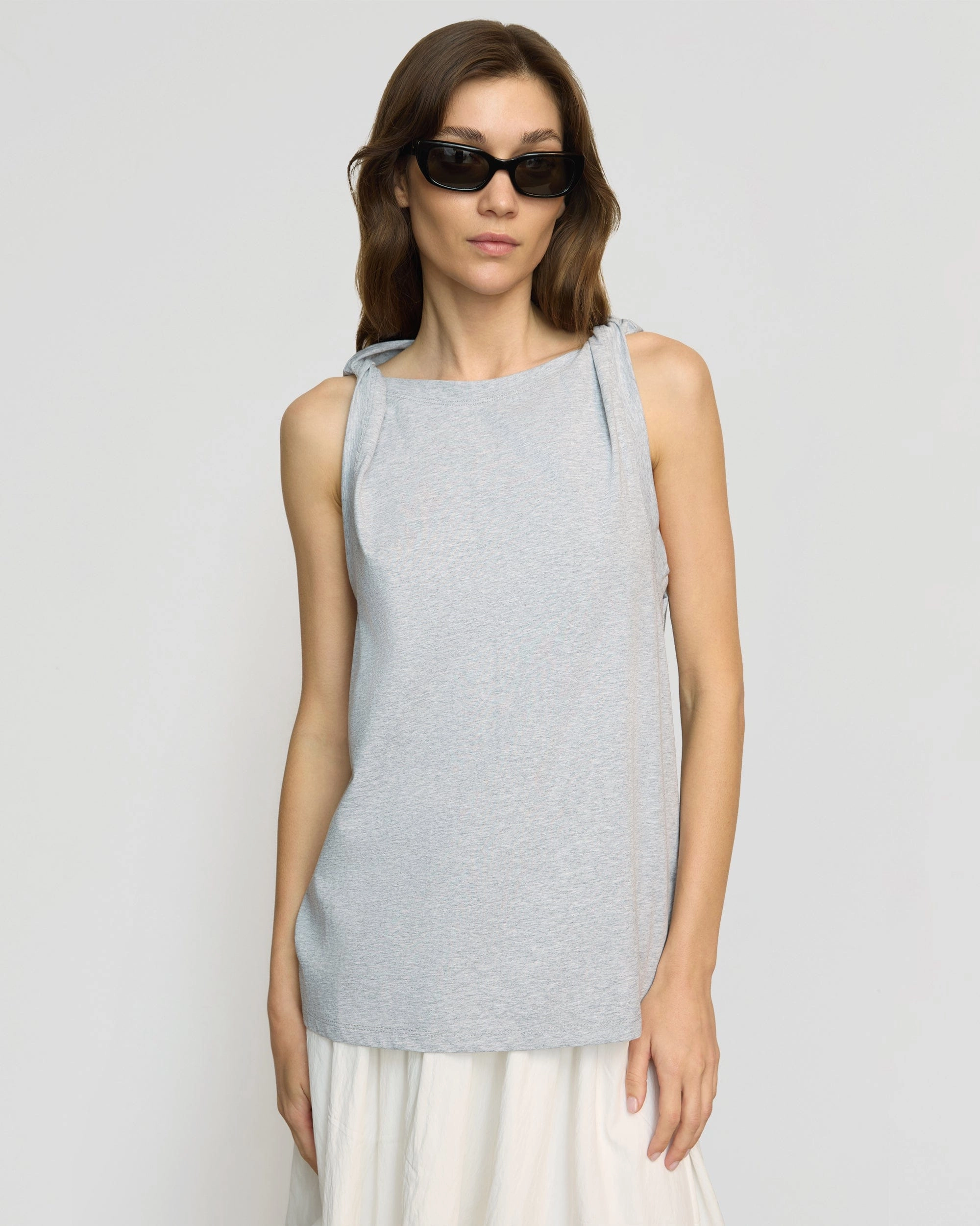 Slim Fit Wear Catrina Twist-Shoulder Sleeveless Tee