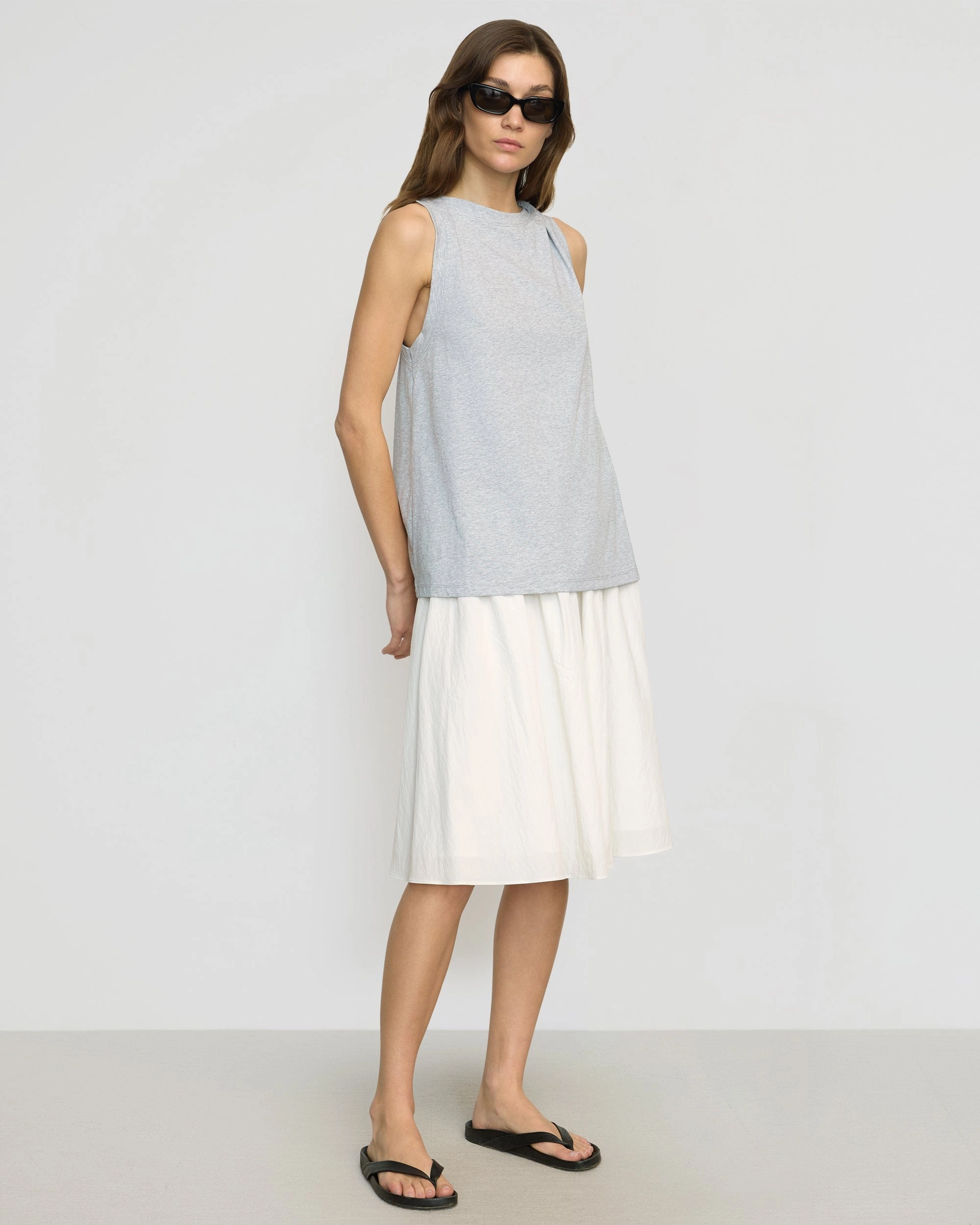 Simple Layer Catrina Twist-Shoulder Sleeveless Tee