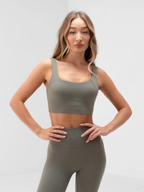 Apex Pro Sports Bra - Safari Green Cross Strap Support Purple