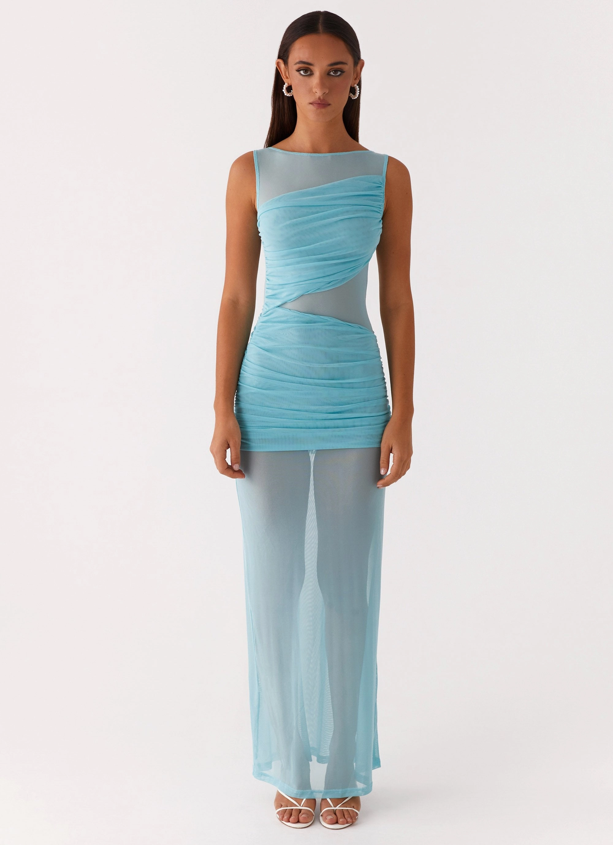 Apollo Maxi Dress - Aqua Detachable-Detail Trendy Everyday