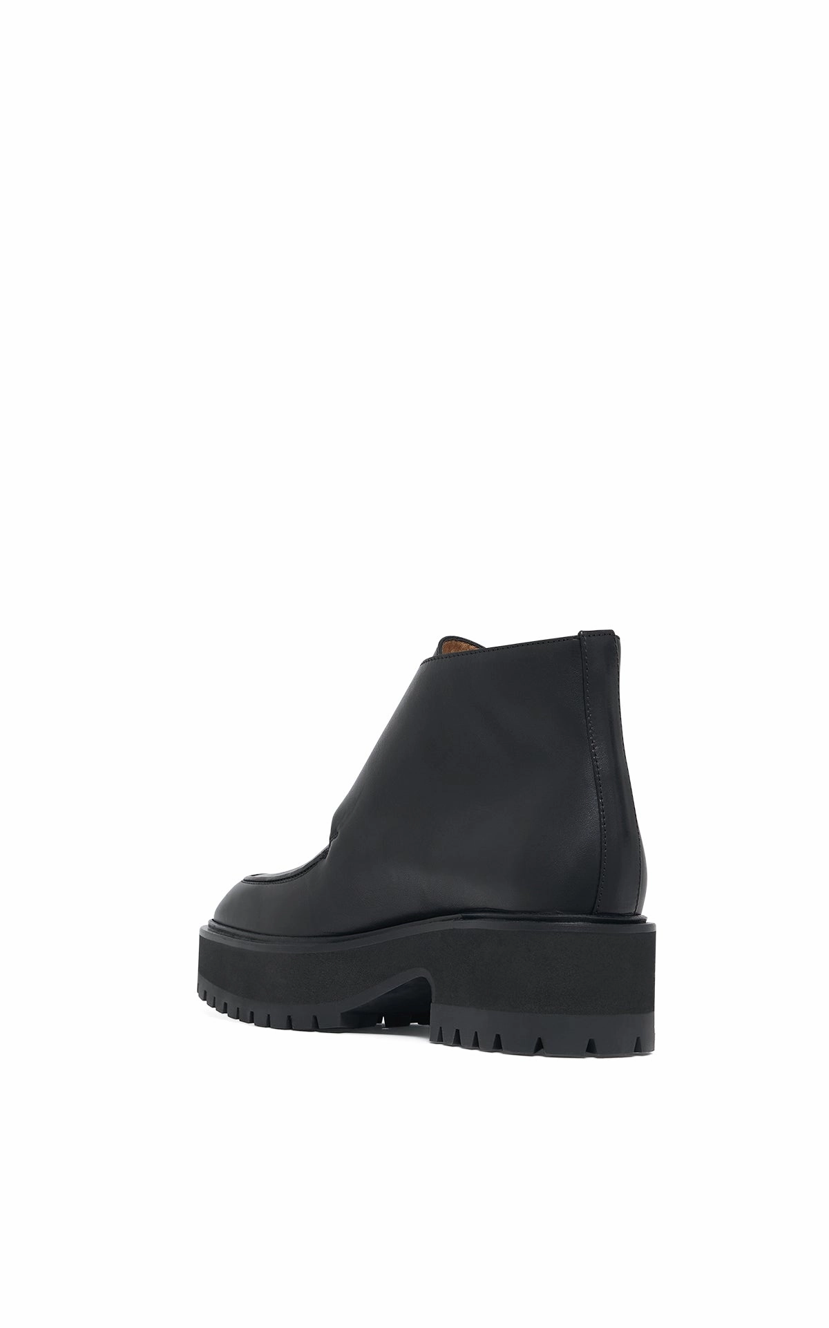 Factory Worker Soft Insole Apollo Platform Ankle Boot in Black Leather