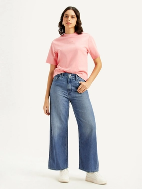 Durable Eco Friendly Women's Blue Mile High Wide Leg Fit High Rise Jeans