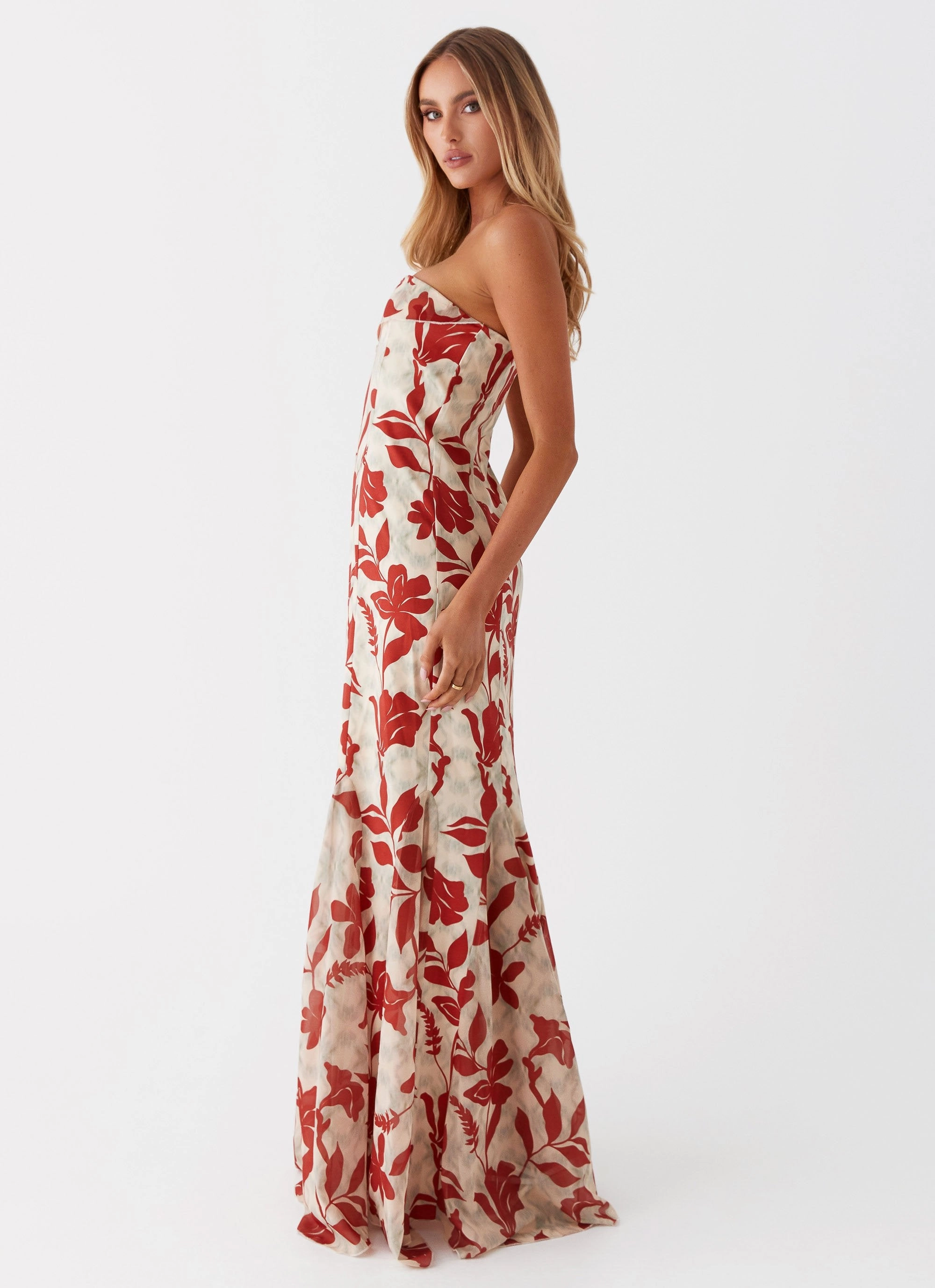 Classic Mood Willa Maxi Dress - Red Green Floral