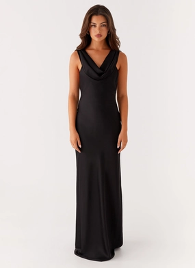Chilly Day Layers Arya Maxi Dress - Black