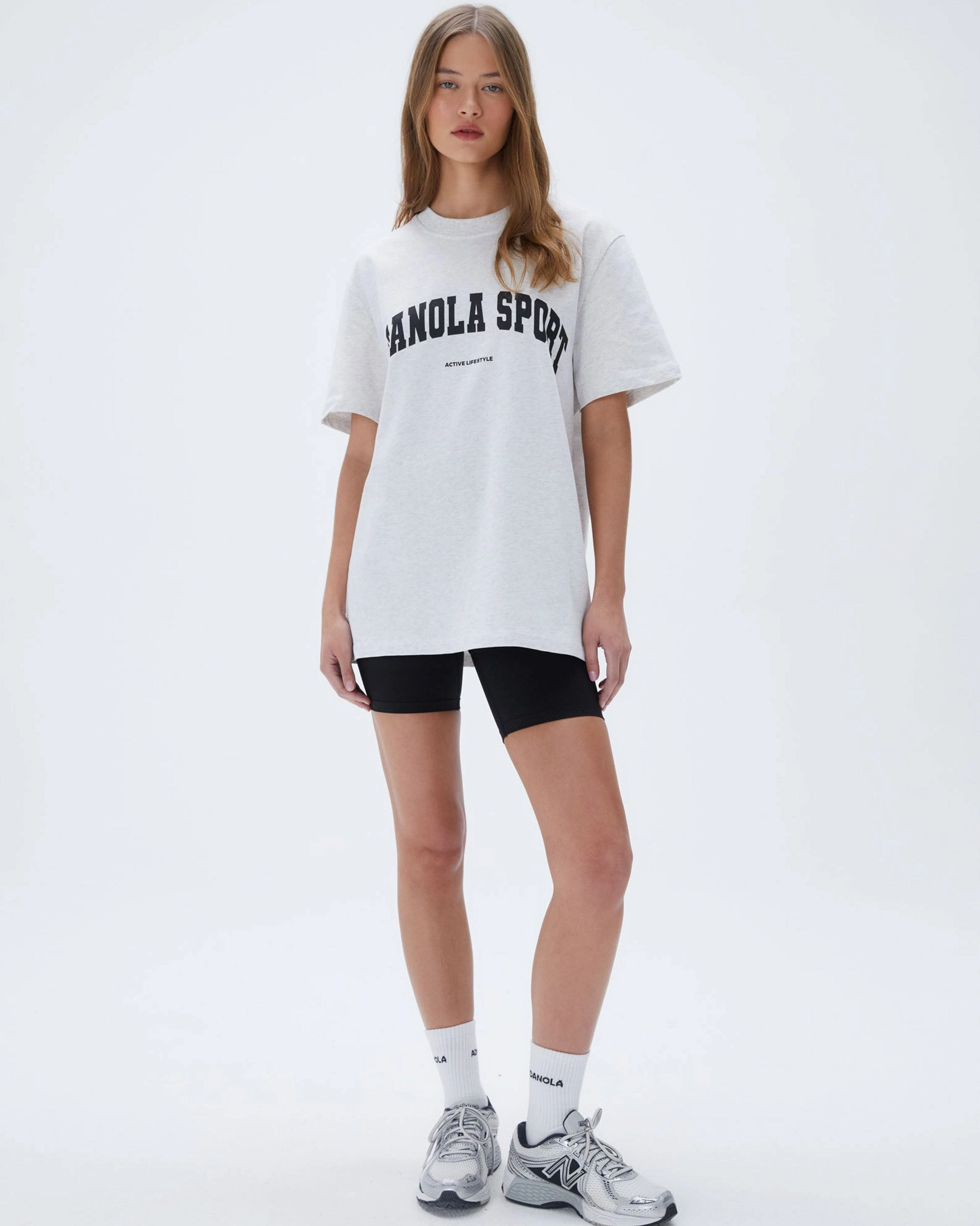 AS Short Sleeve Oversized T-shirt - Light Grey Melange/Black Athletic Wear