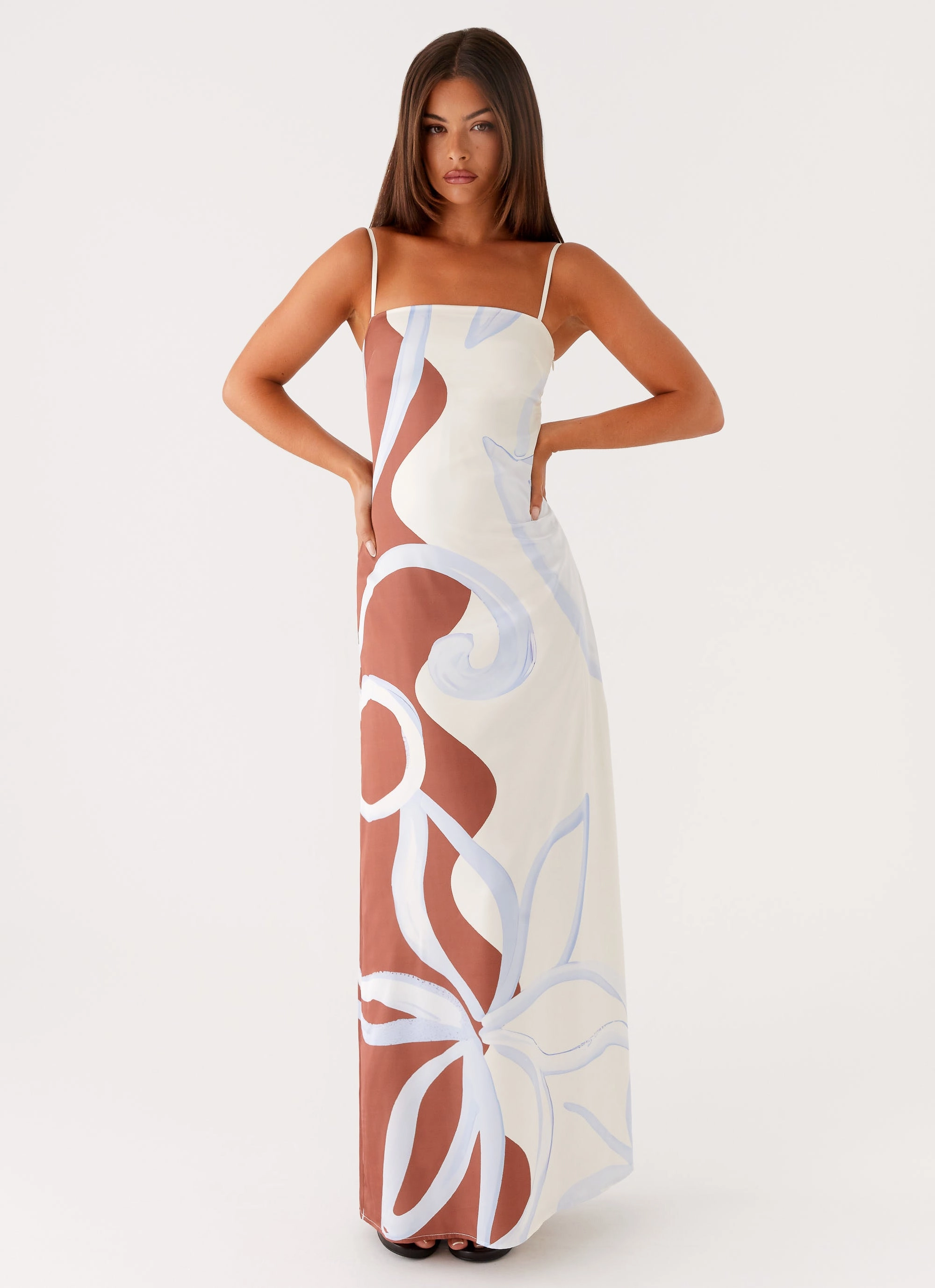 Crisp Texture Aster Bloom Maxi Dress - Bloom Wave Print