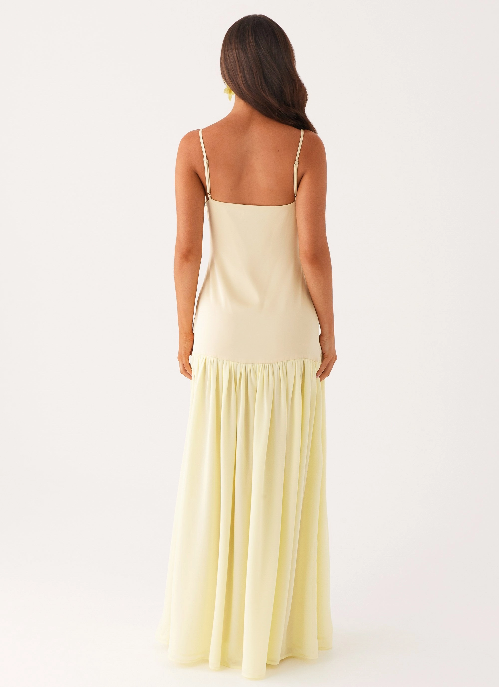 Asteria Maxi Dress - Yellow Velvet-Sleeve