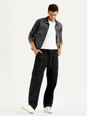 Men's Black Regular Fit Utility Cargo Trousers Neutral Look