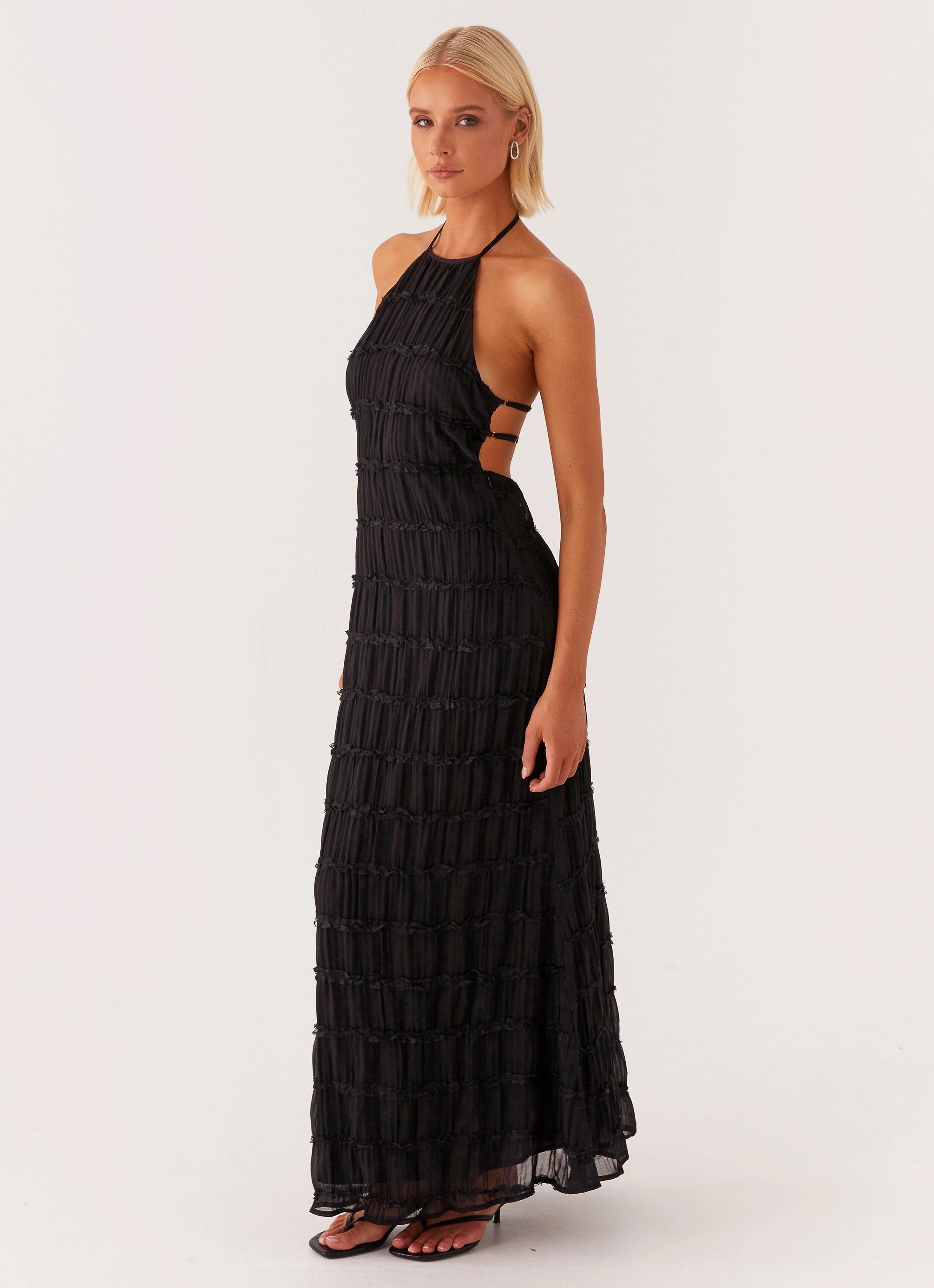 Retro Detail Aullie Maxi Dress - Black