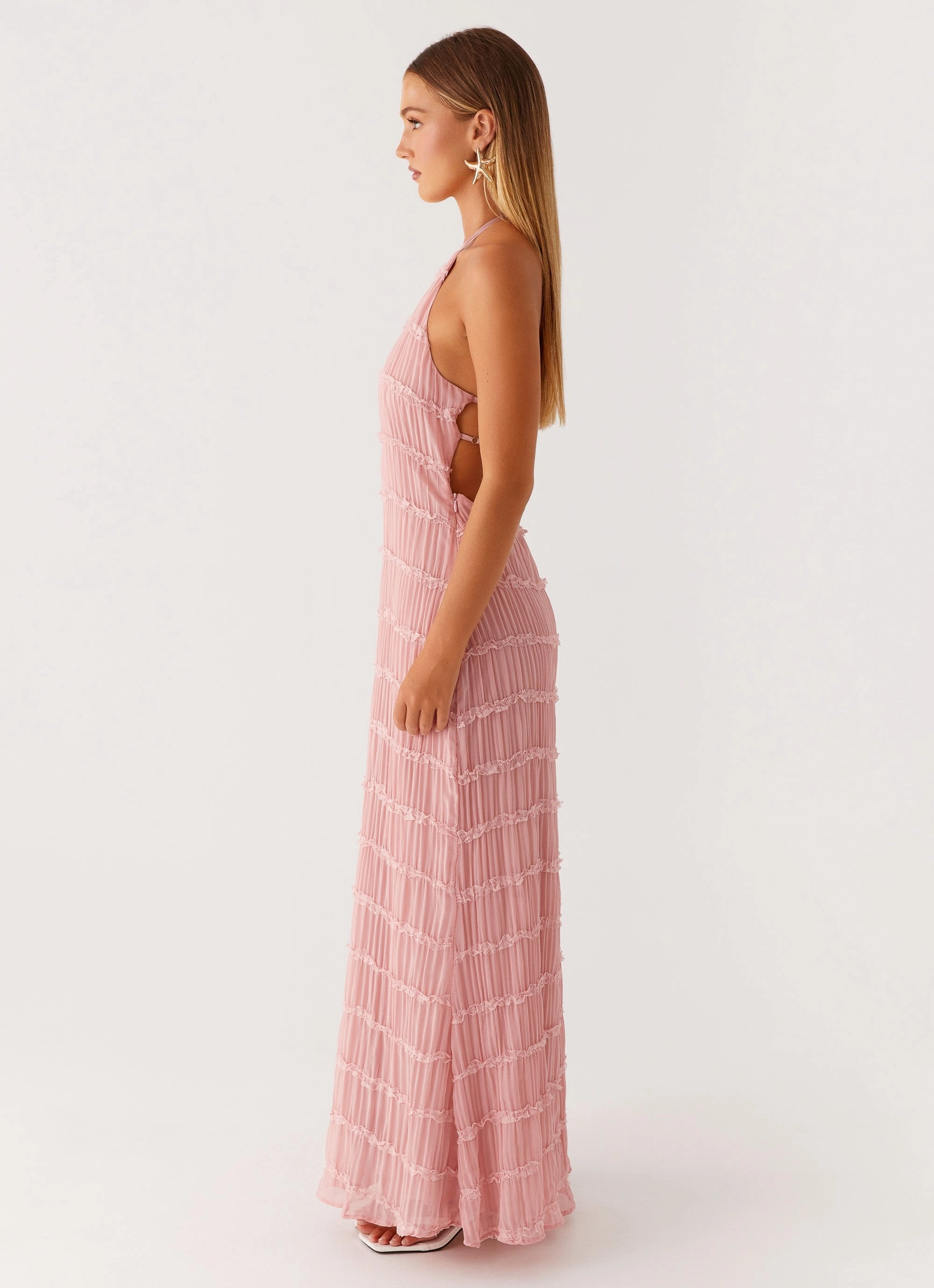 Aullie Maxi Dress - Pink Sophisticated Look Timeless Waist