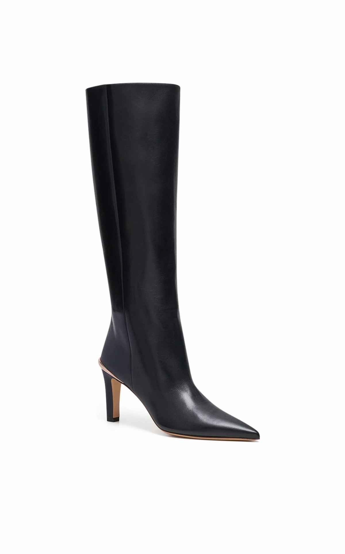 Aura High Heel Stiletto Tall Boot in Black Leather Comfortable Flex