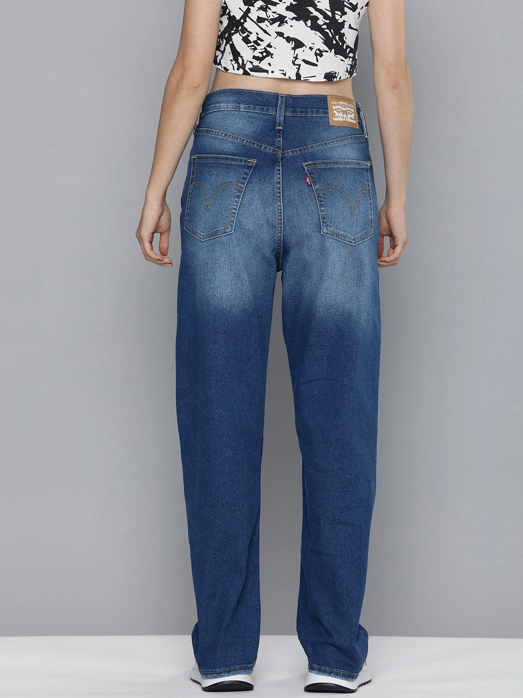 Minimalist Trendy Everyday Lifestyle Choice Women's Blue Ribcage Straight Fit High Rise Jeans