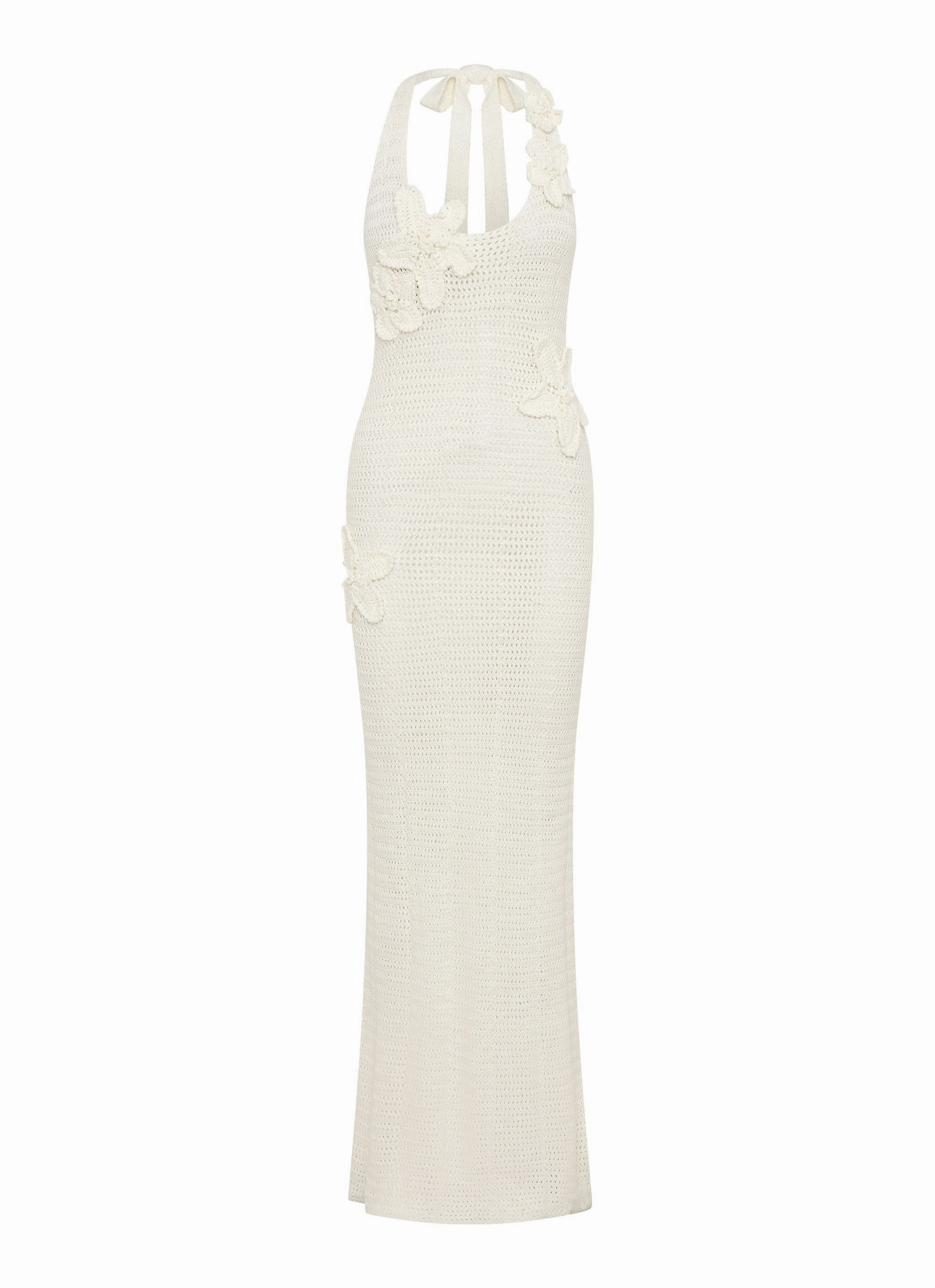 Novalee Flower Crochet Maxi Dress - Ivory Chilly Wear Sheer Light