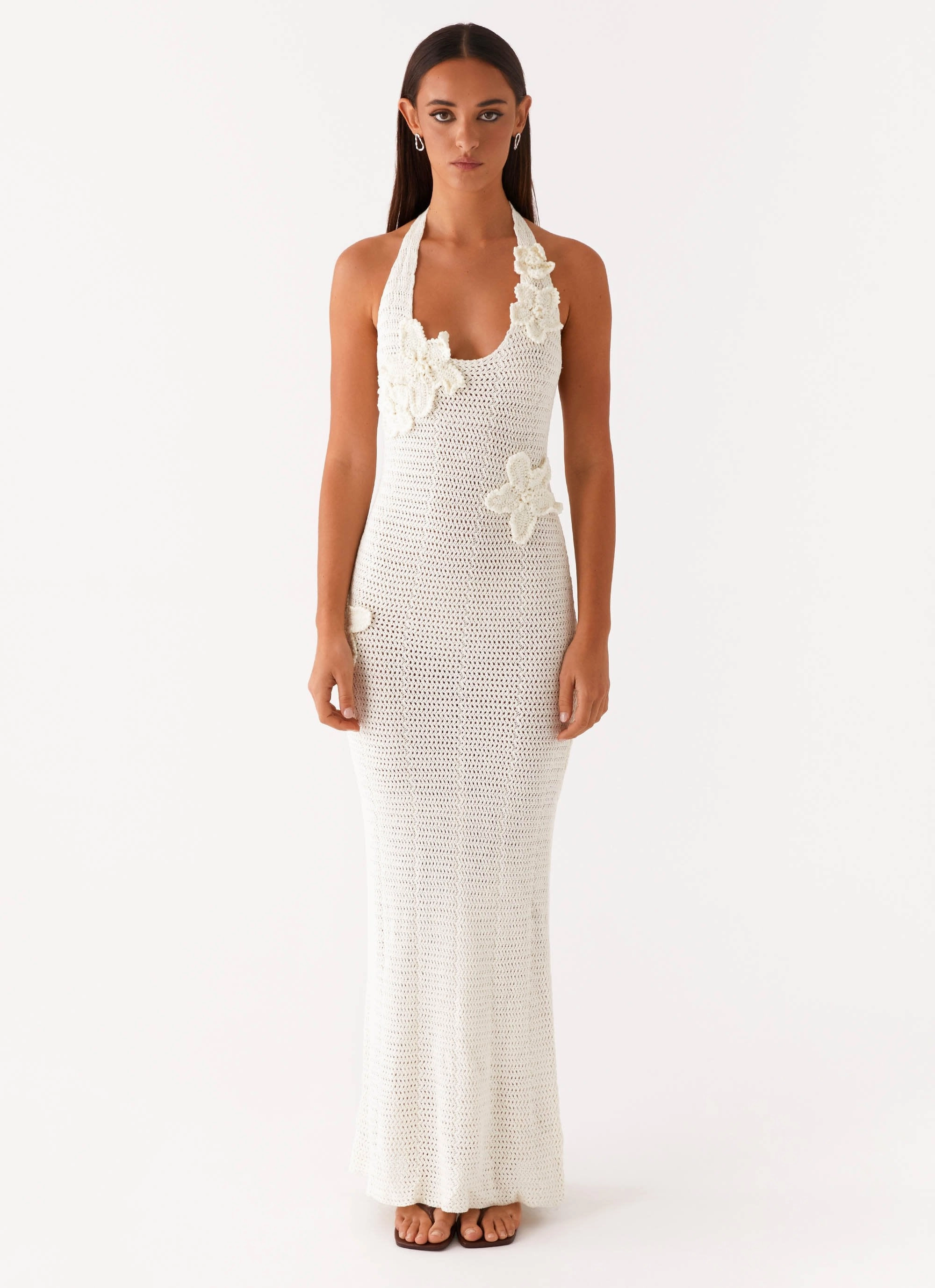 Novalee Flower Crochet Maxi Dress - Ivory Daily Chic