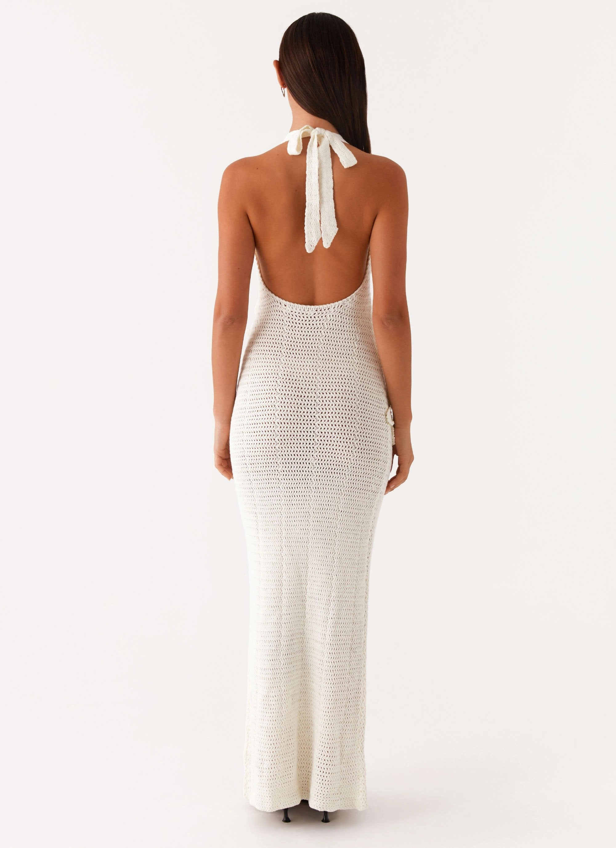 Cozy Design Novalee Flower Crochet Maxi Dress - Ivory