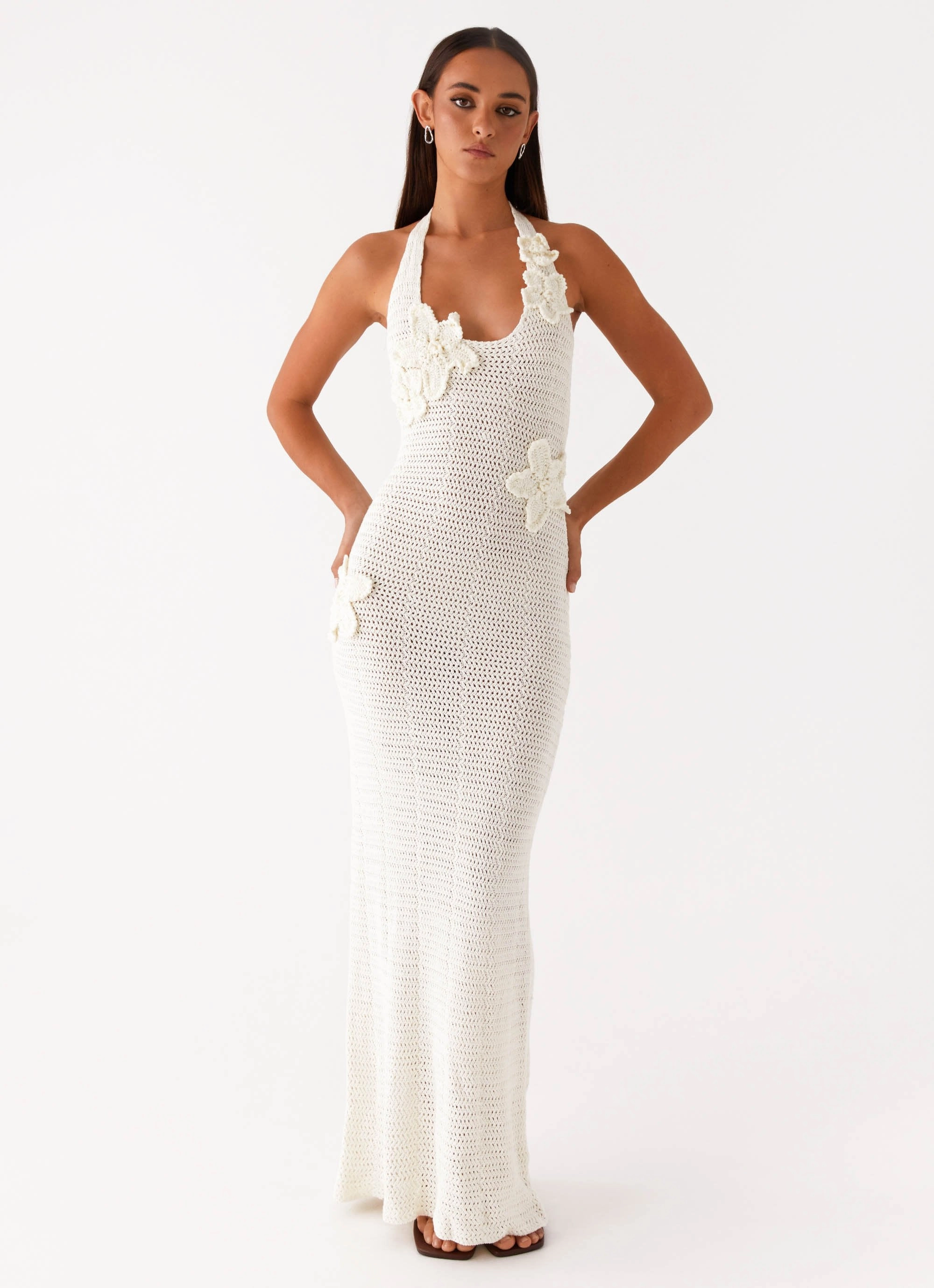 Sophisticated Design Novalee Flower Crochet Maxi Dress - Ivory
