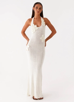 Sophisticated Design Novalee Flower Crochet Maxi Dress - Ivory