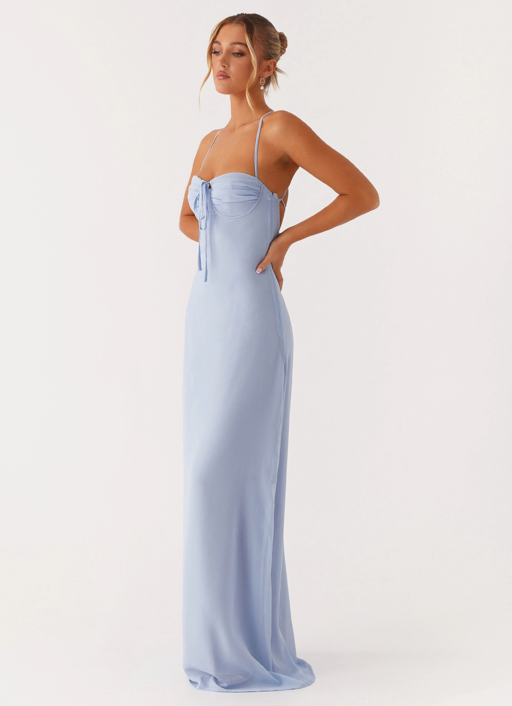 Aveline Bustier Maxi Dress - Blue Skin Glow Bright Feel