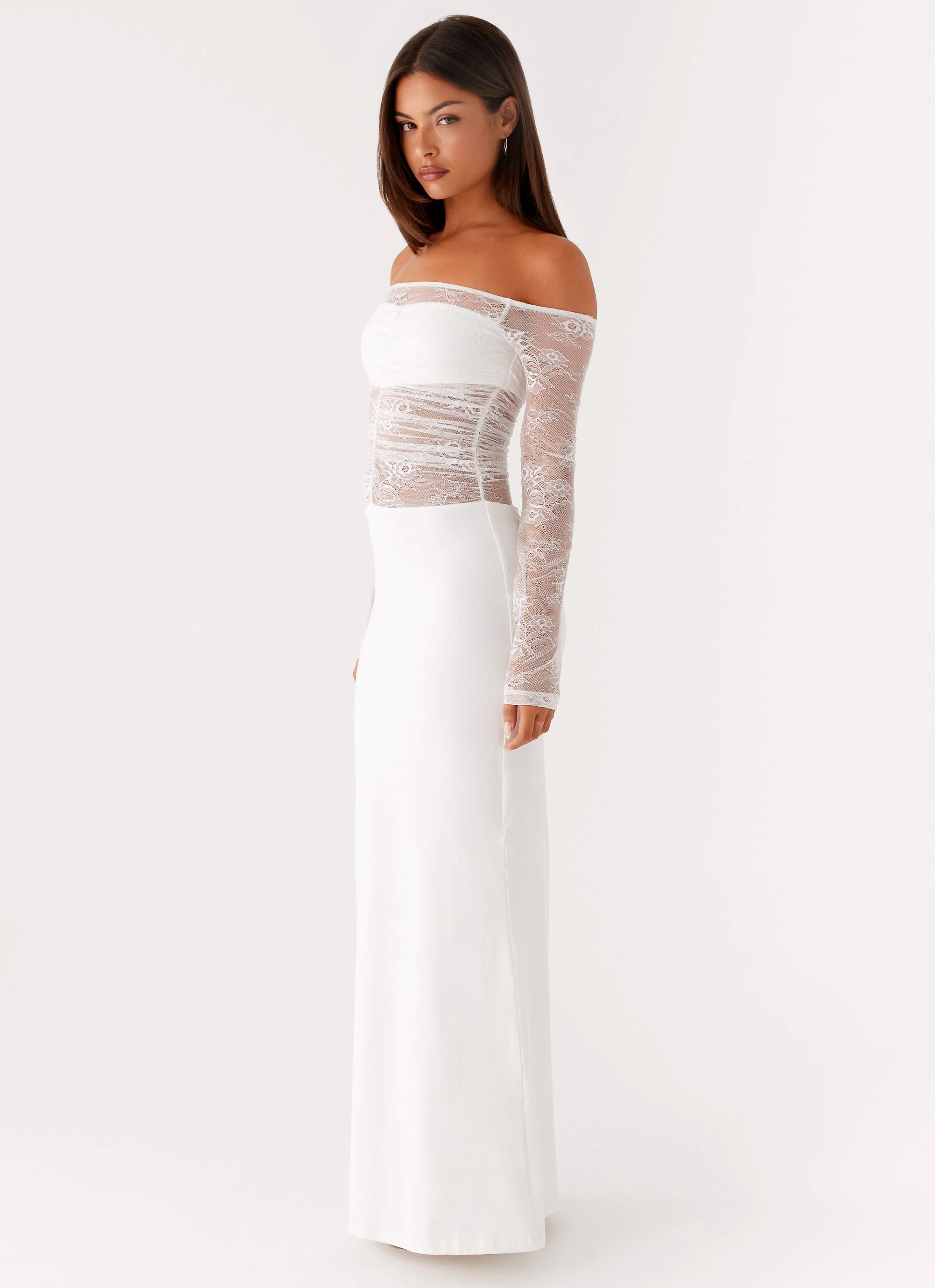 Stylish Line Silky texture Avi Maxi Dress - White
