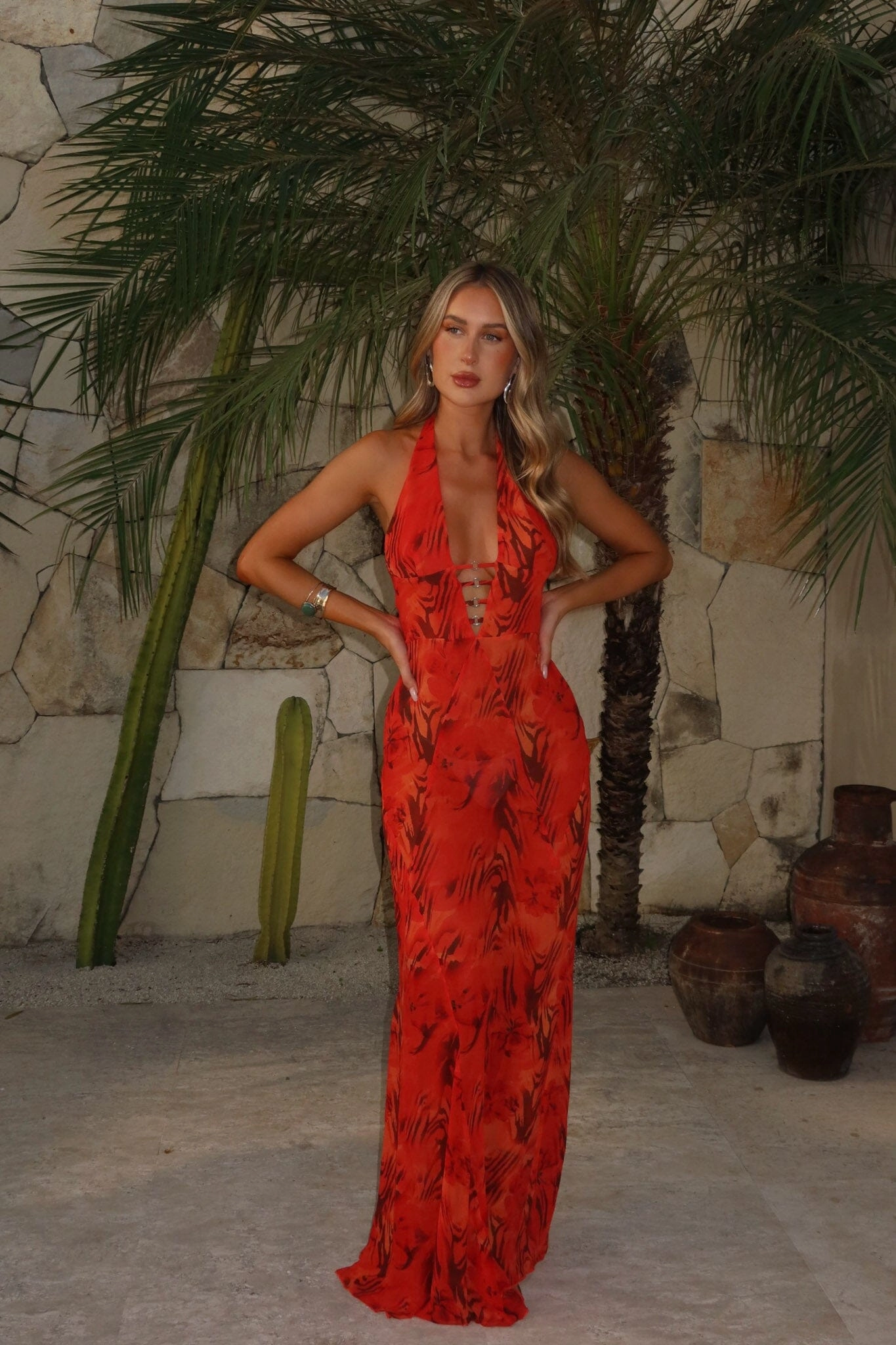 AZORES MAXI DRESS SCARLET MIRAGE Climate-Adaptive