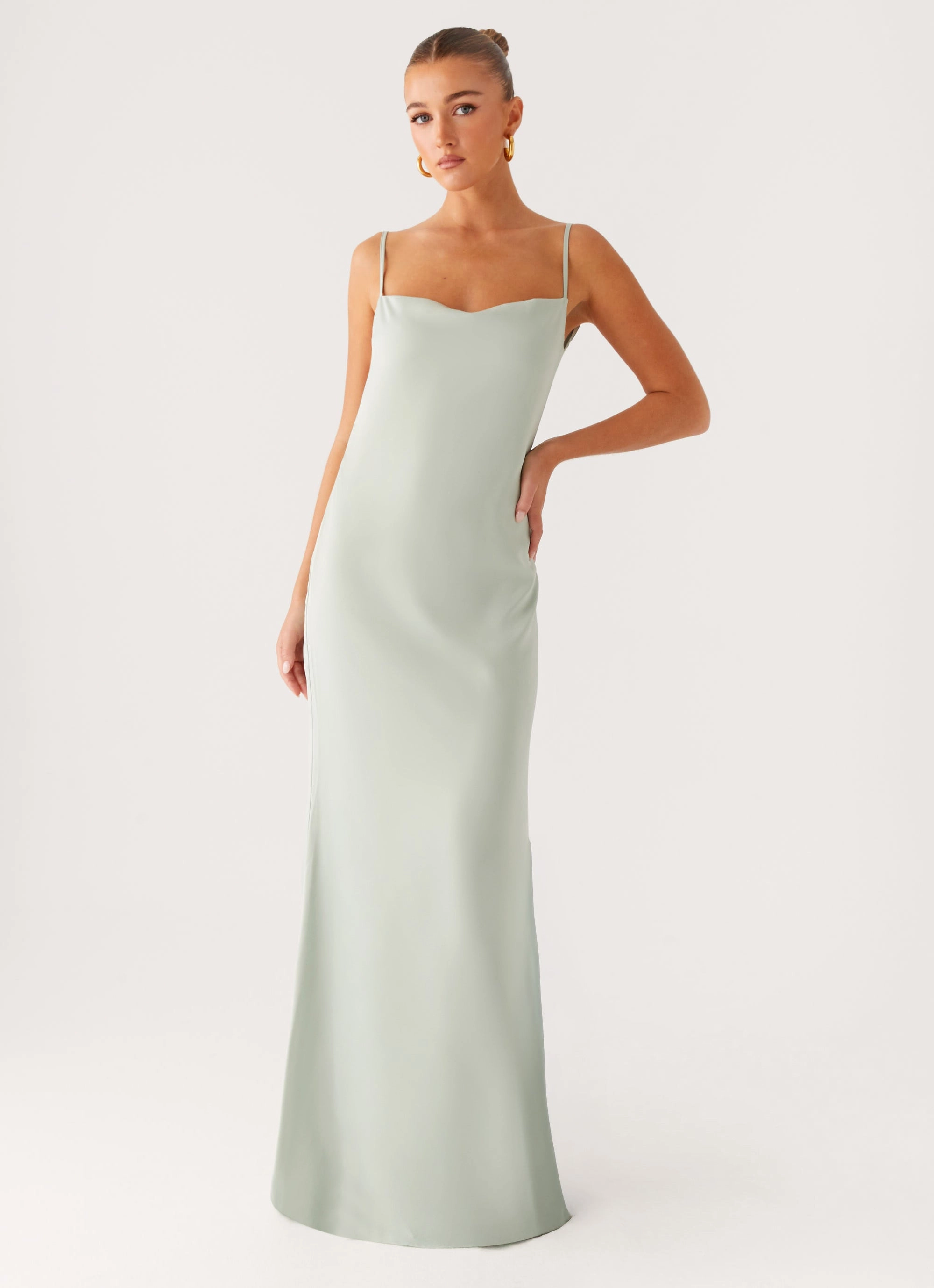 Yves Maxi Dress - Mint Elegant Cut Tulle Flow
