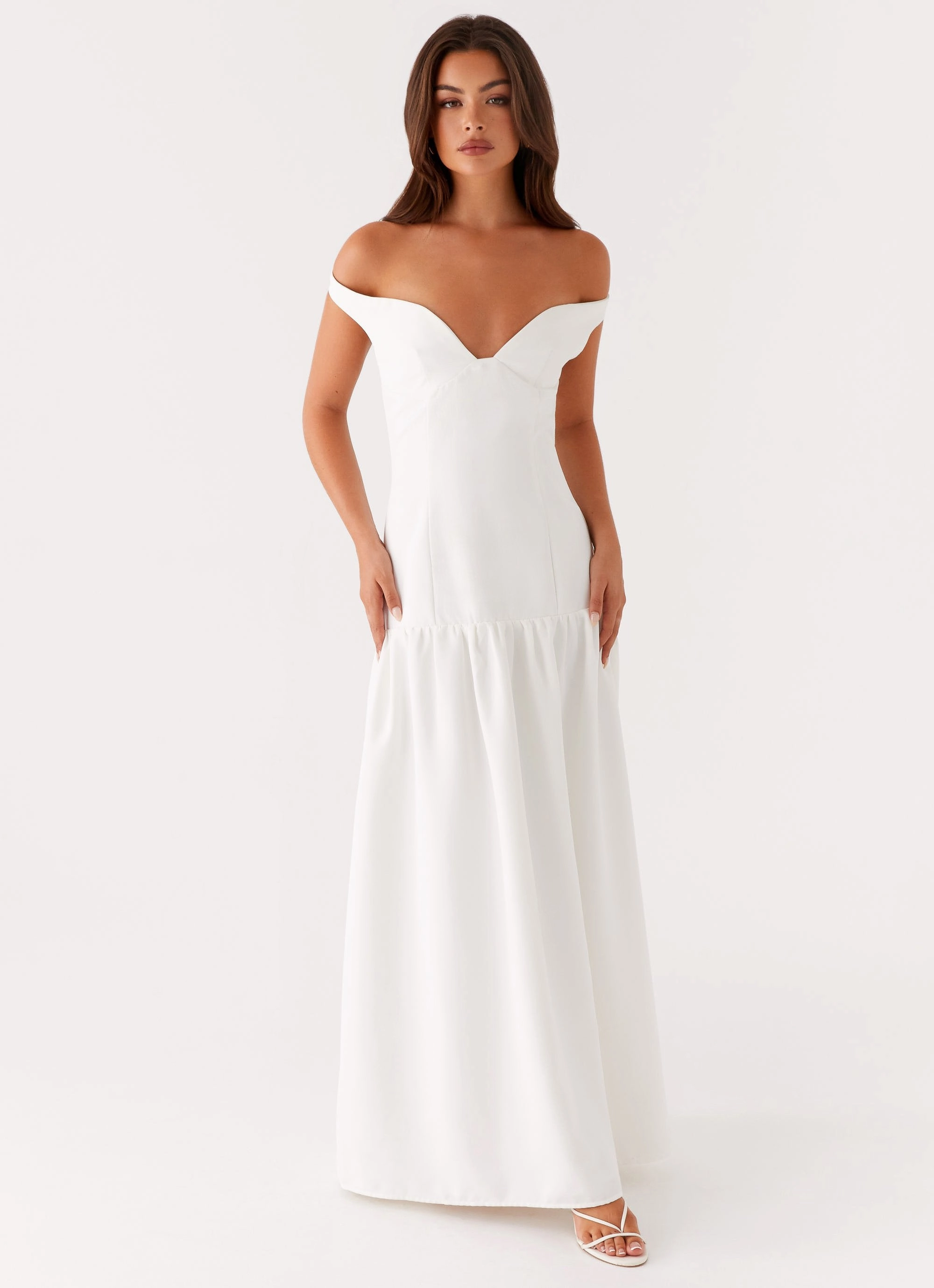 Basel Maxi Dress - White Elegant Detail