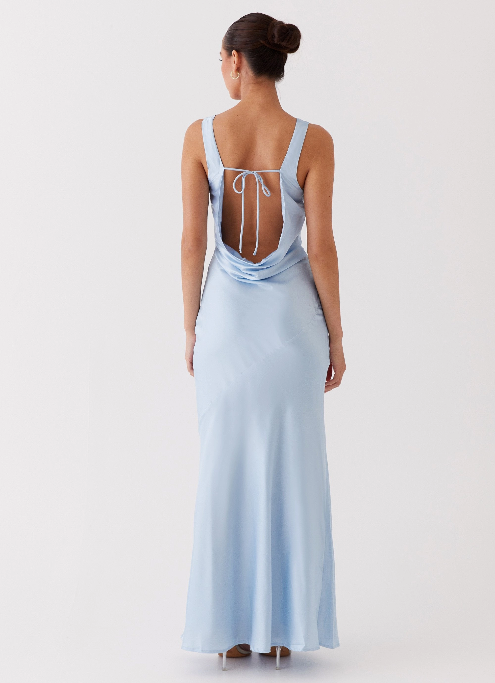 Be Mine Satin Maxi Dress - Blue Gentle Flow Lightweight Piece