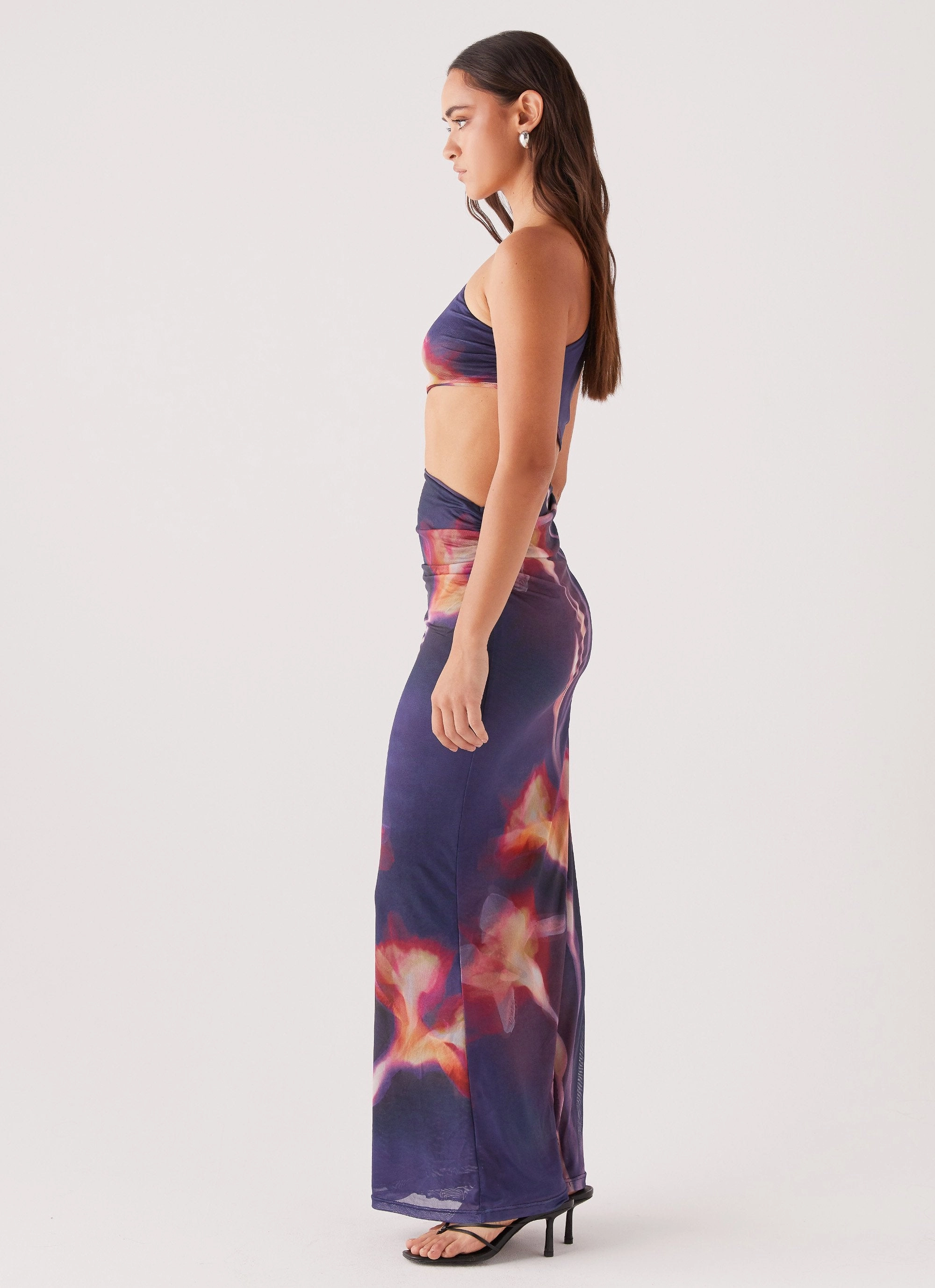 Shadows In The Sun Mesh Maxi Dress - Ember Rose Slim Touch Date Vibe