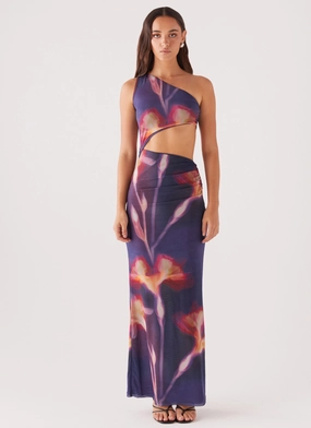 Shadows In The Sun Mesh Maxi Dress - Ember Rose Airy Drape