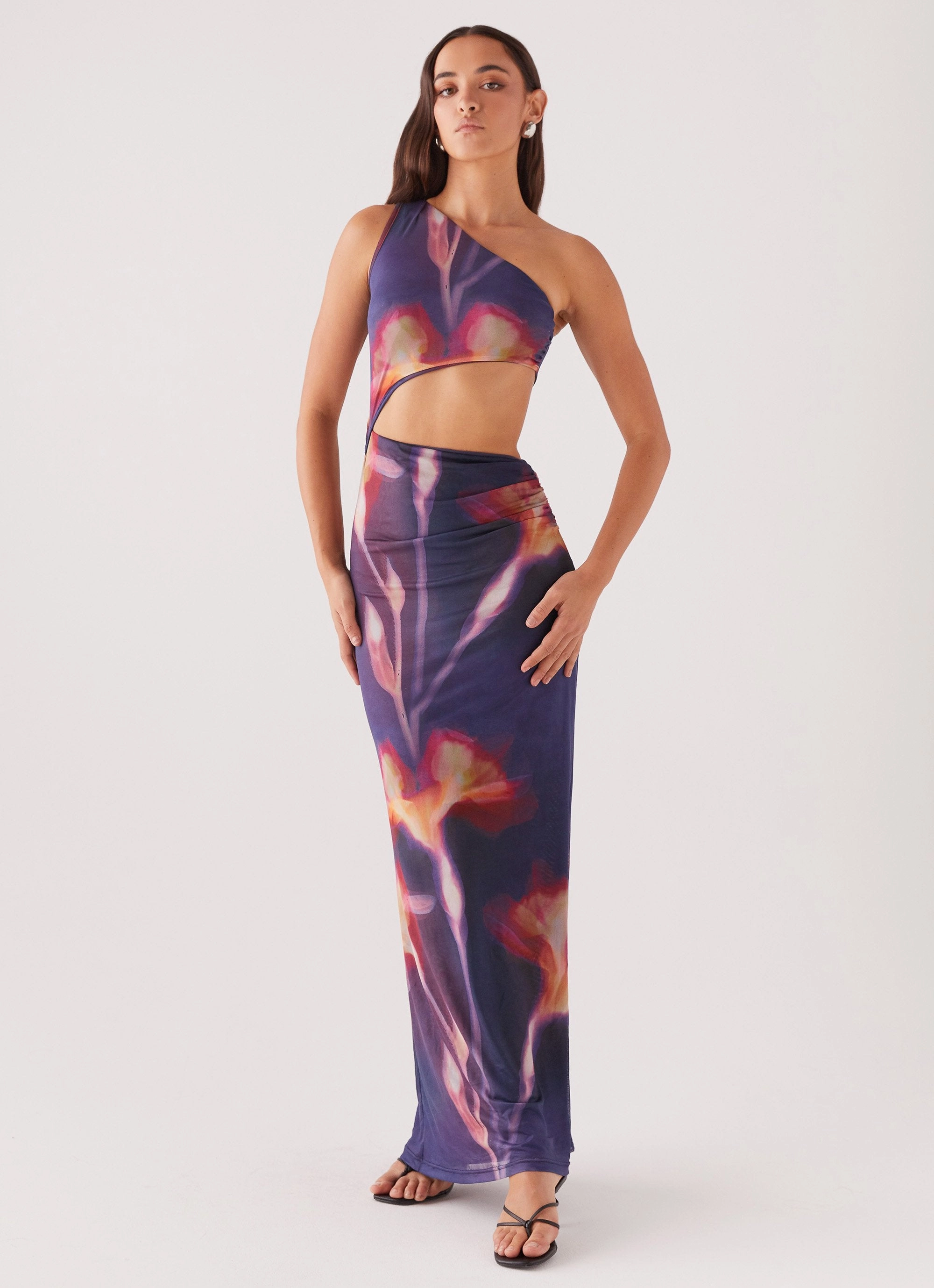 Printed-Fabric Perfect Fit Look Shadows In The Sun Mesh Maxi Dress - Ember Rose
