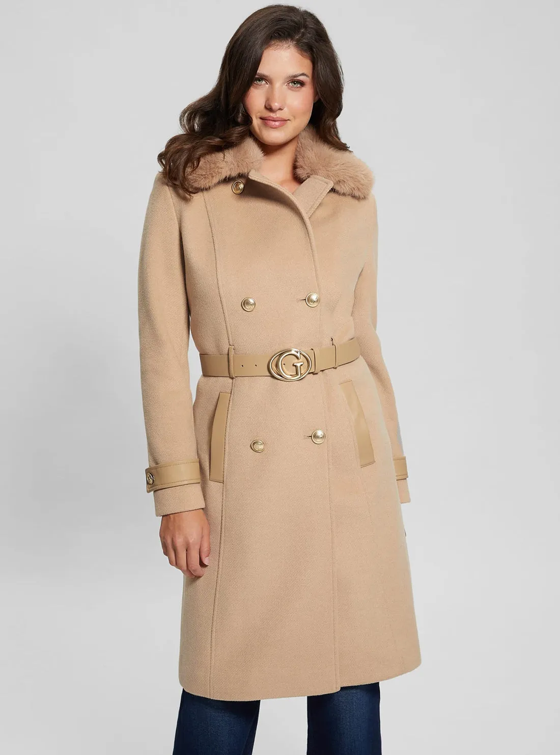 Old Style Cold Ready Look Beige Amelia Belted Coat