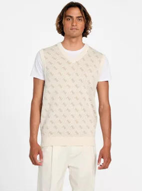 Waterproof Stitch Details Beige Horace 4G Logo Jacquard Vest