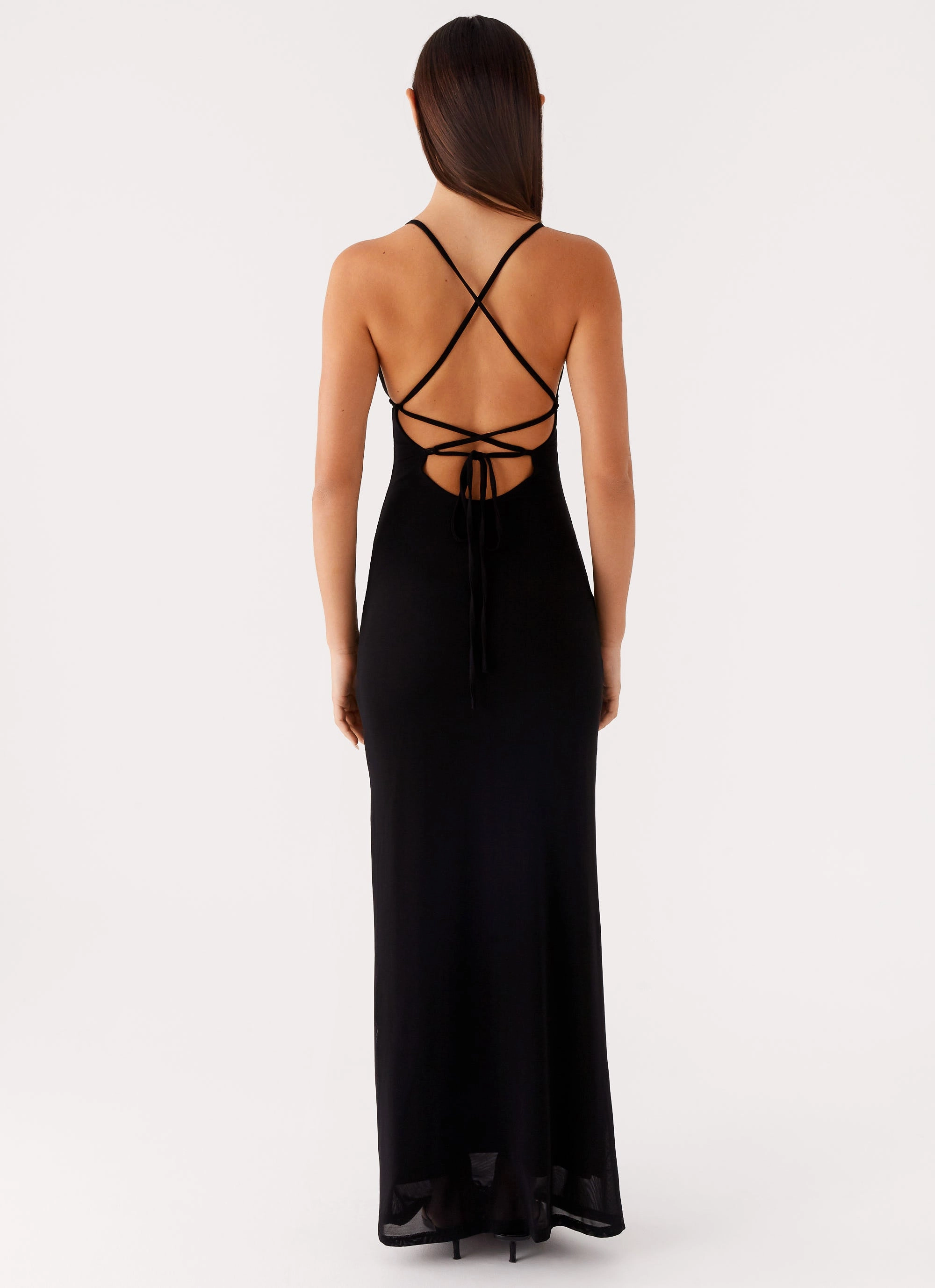 Beki Beaded Mesh Maxi Dress - Black Comfy Style Chic Layering