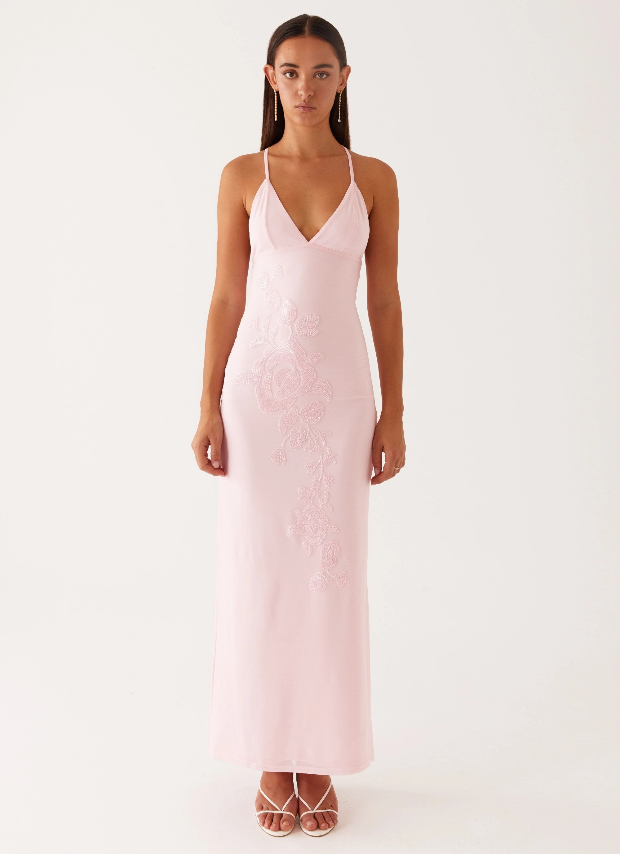 Beki Beaded Mesh Maxi Dress - Pink Tear-resistant