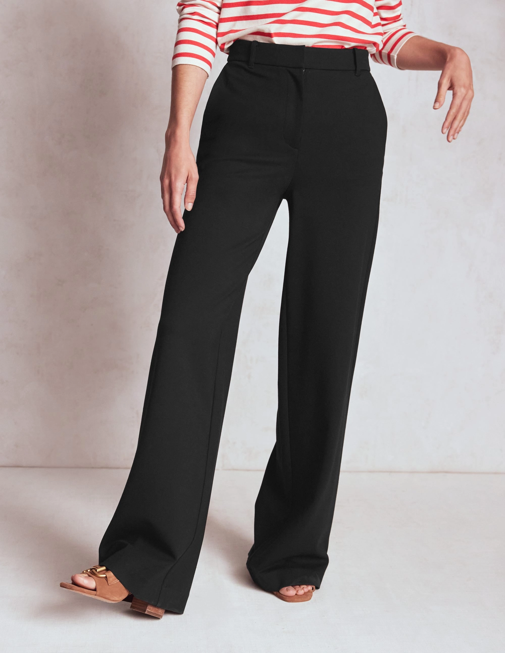 Modern Fit Belgravia Ponte Trousers-Black