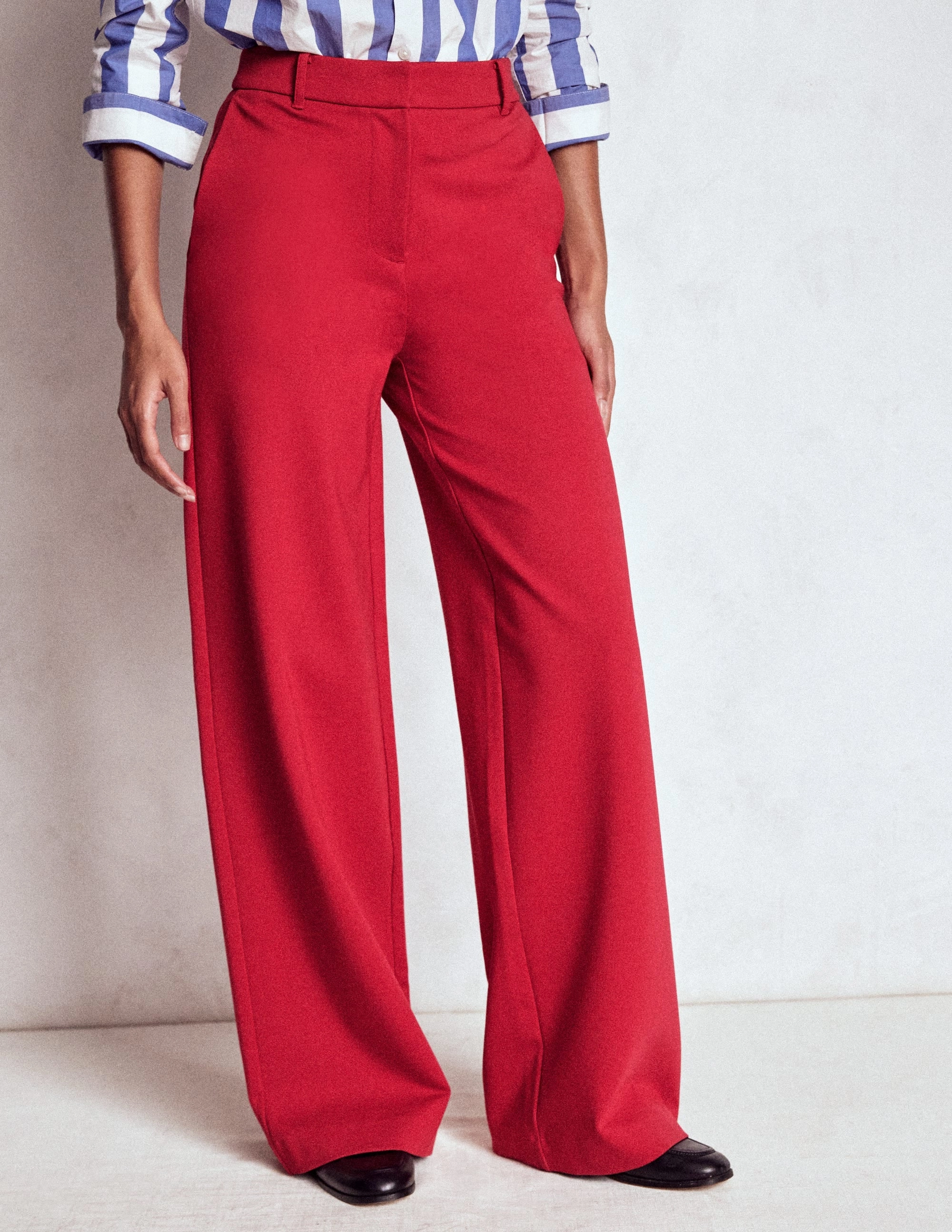 Layered Protection Effortless Fit Belgravia Ponte Trousers-Carmine Red